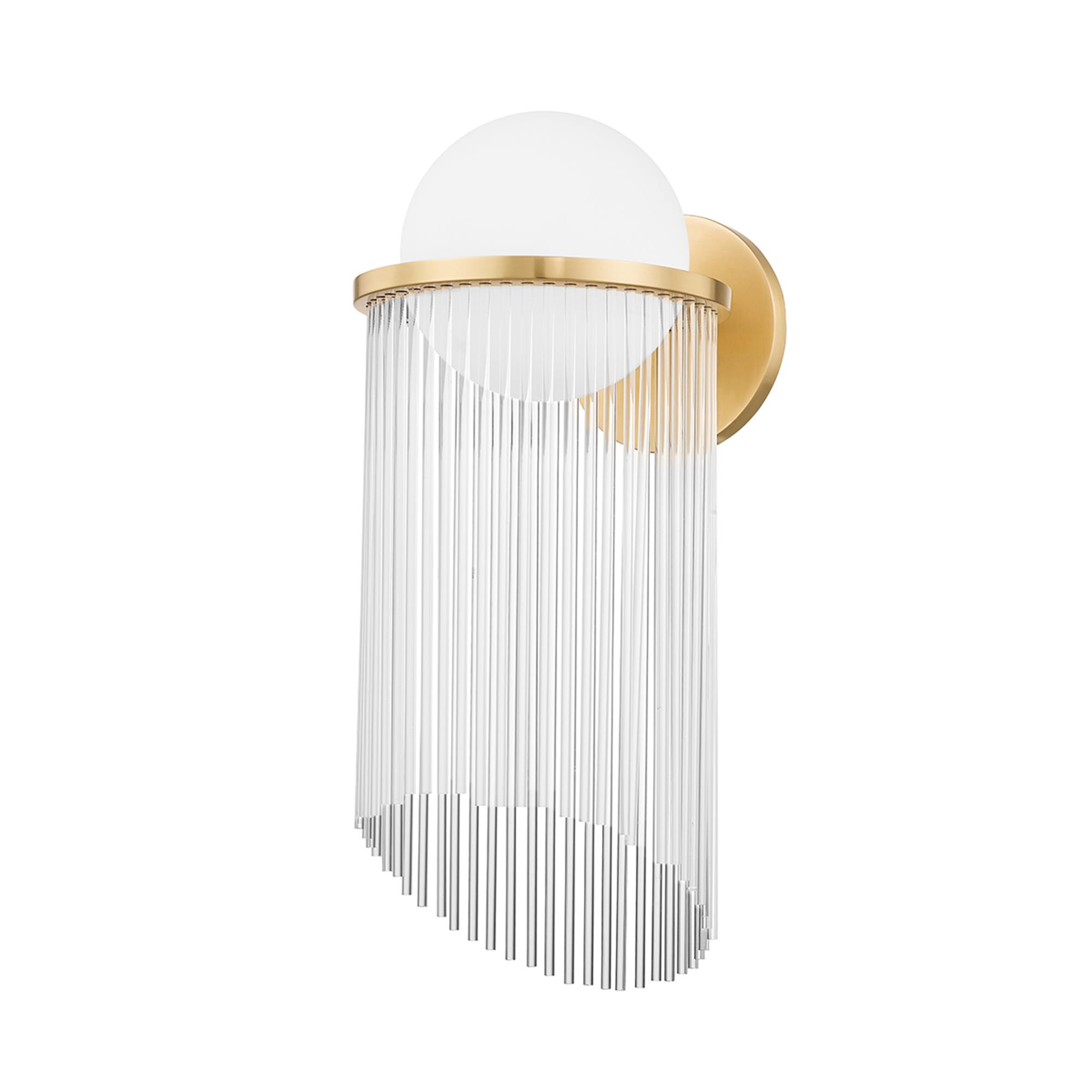 Shown in Aged Brass finish and Clear glass