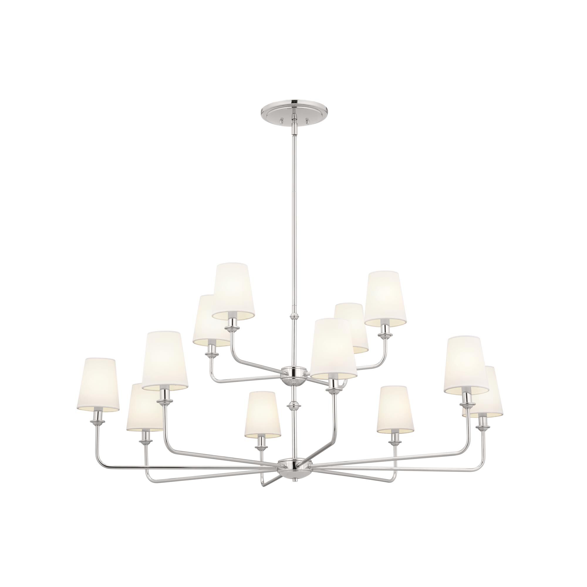 Shown in Polished Nickel finish and Fabric and Bell shade