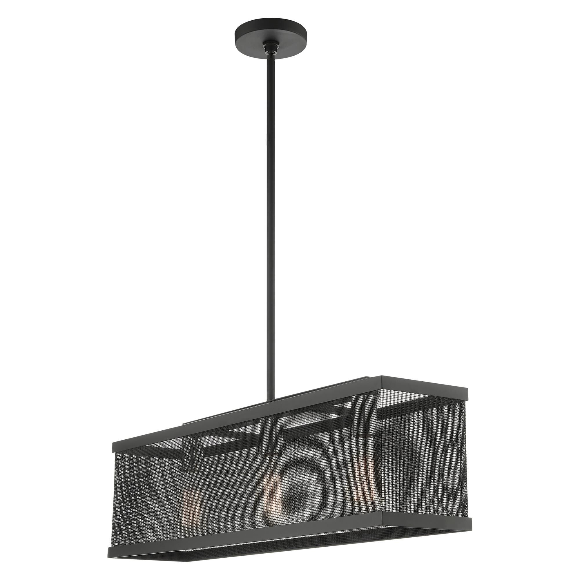 Shown in Black With Brushed Nickel Accents finish and Black Stainless Mesh Shade glass and Black Stainless Mesh shade