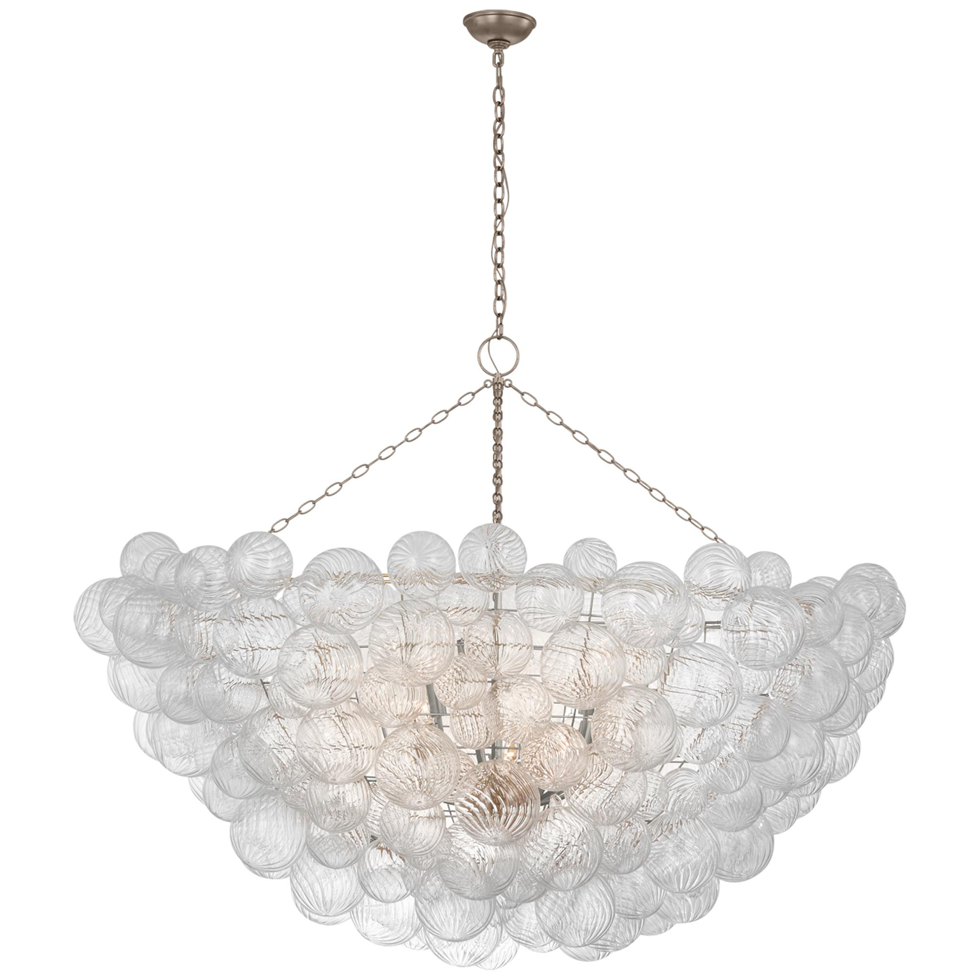 Shown in Burnished Silver Leaf And Clear Swirled Glass finish