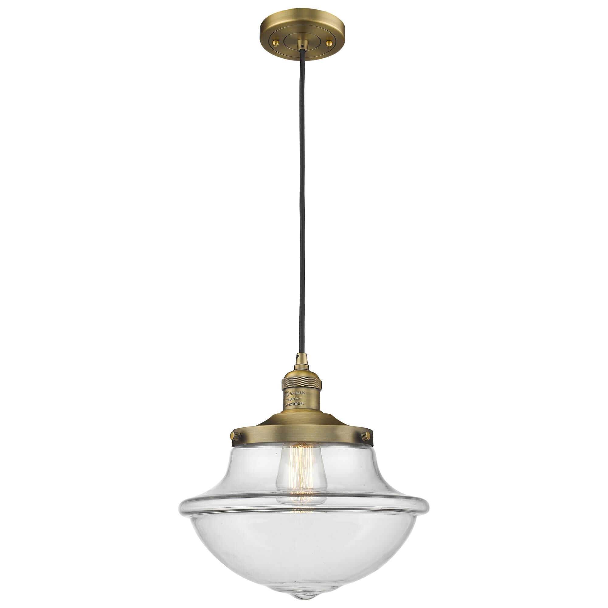 Shown in Brushed Brass finish and Clear glass