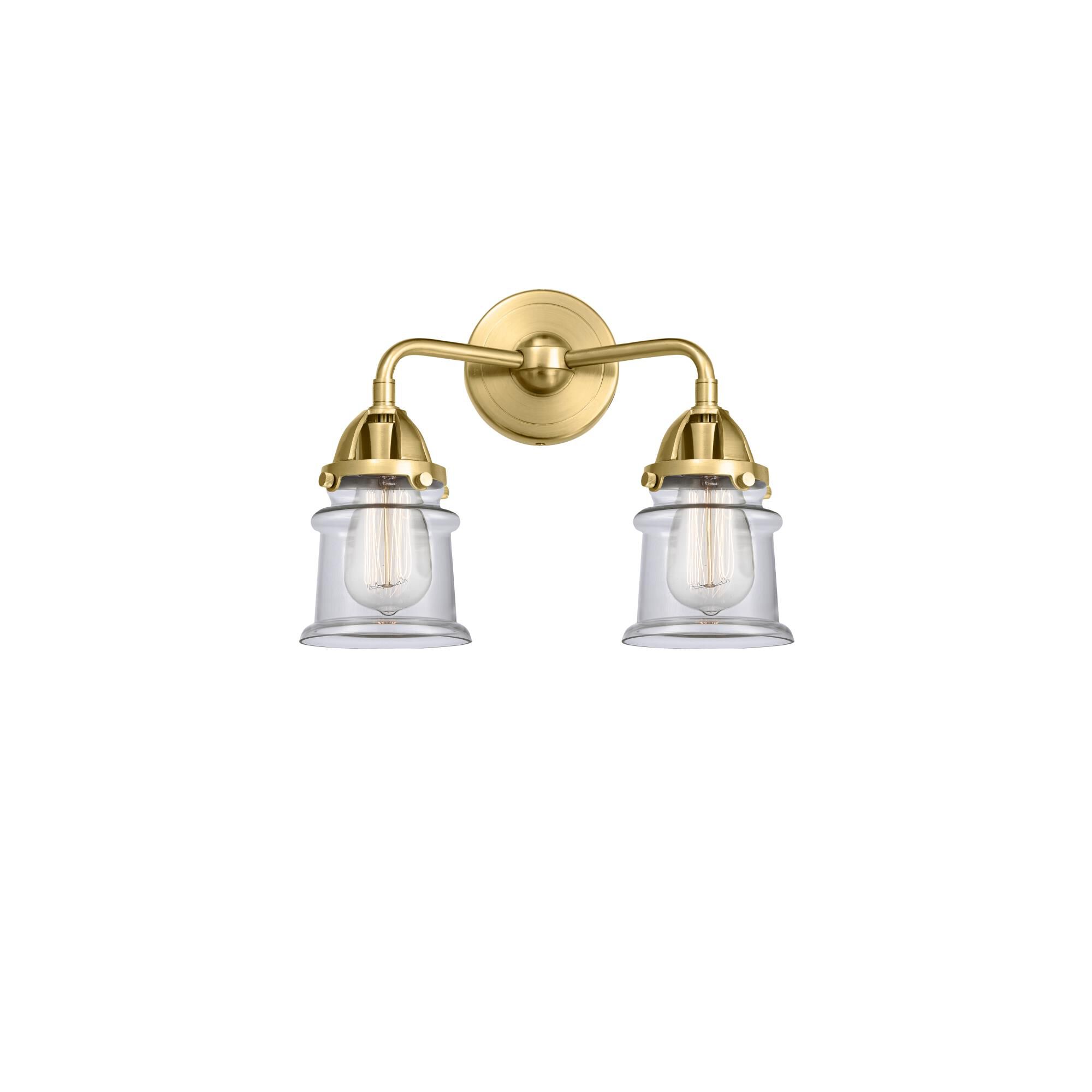 Shown in Satin Gold finish and Clear Canton glass and No Shade shade