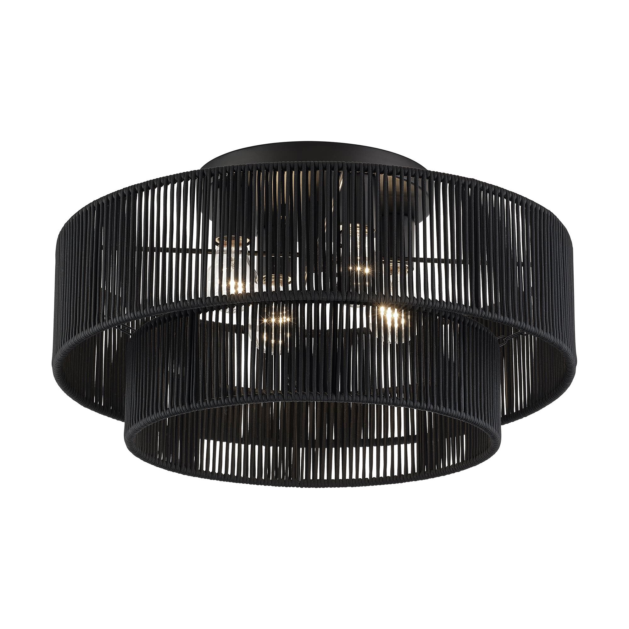 Shown in Black finish and Hand-Woven Parisian Night Color Polyester Rope shade