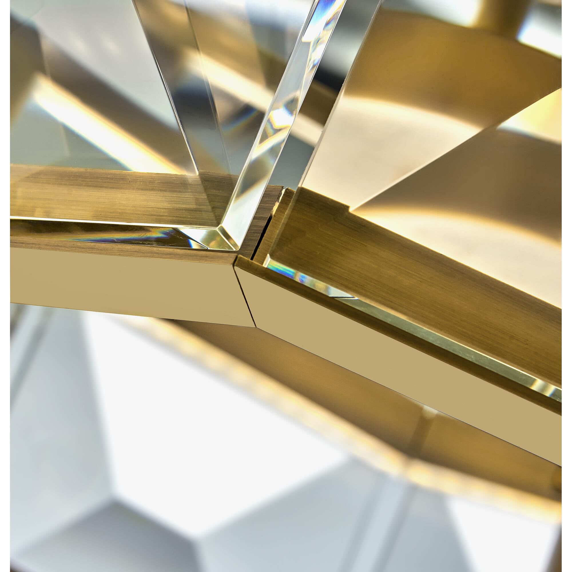 Shown in Heritage Brass finish and Faceted Clear Crystal glass