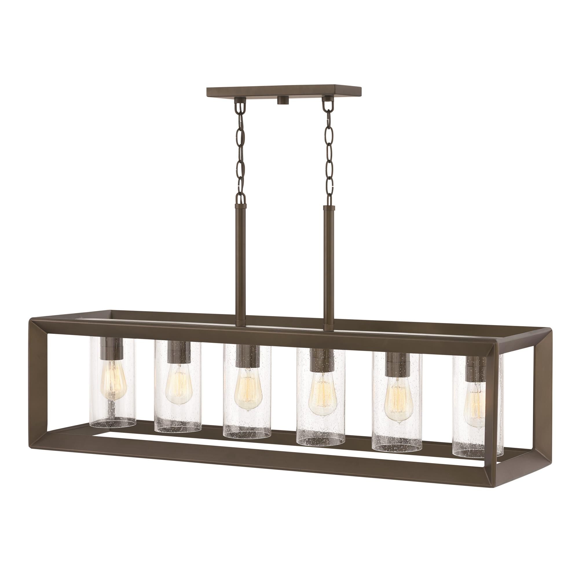 Shown in Warm Bronze finish and Clear Seedy glass