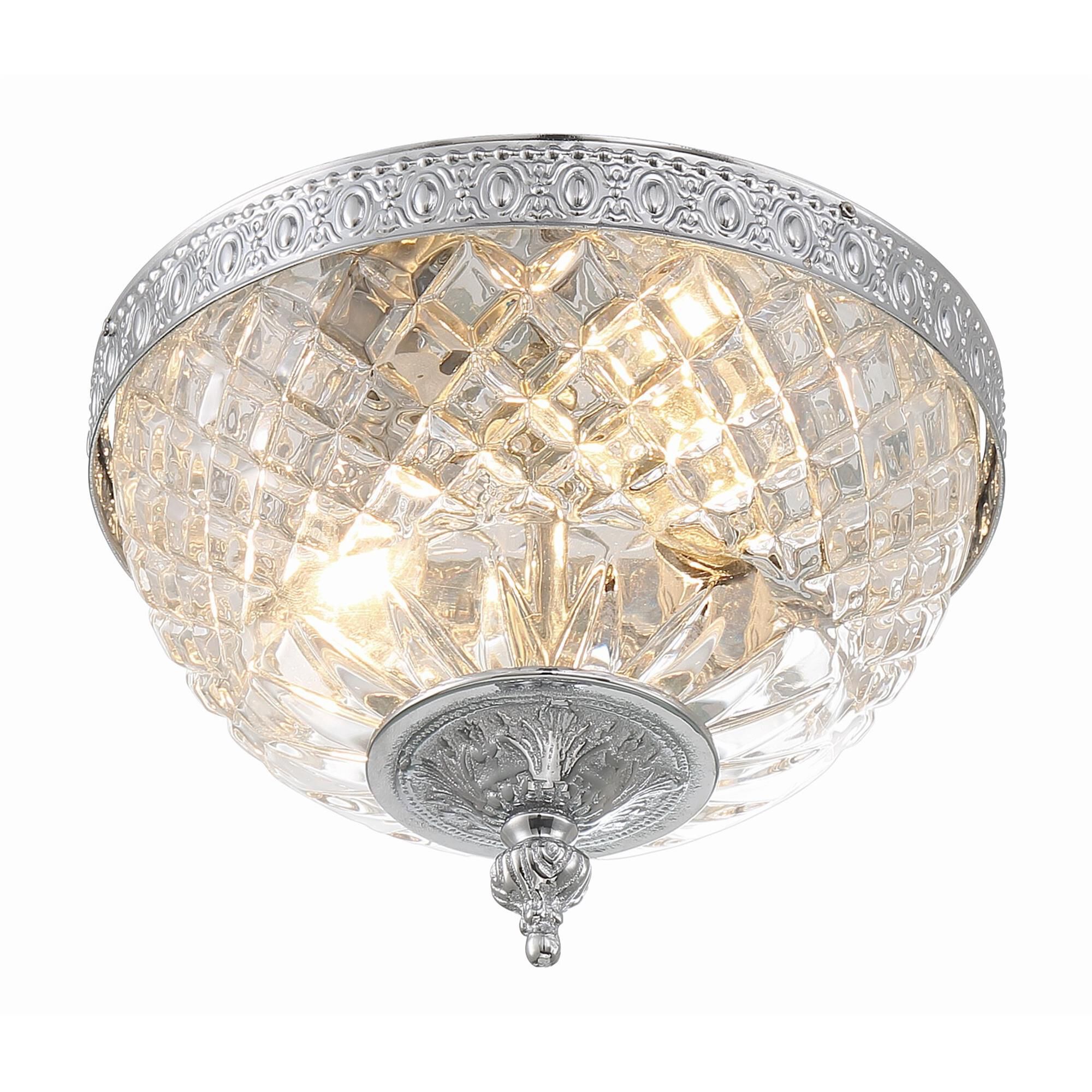 Shown in Polished Chrome finish and Lead Crystal glass and Lead Crystal shade