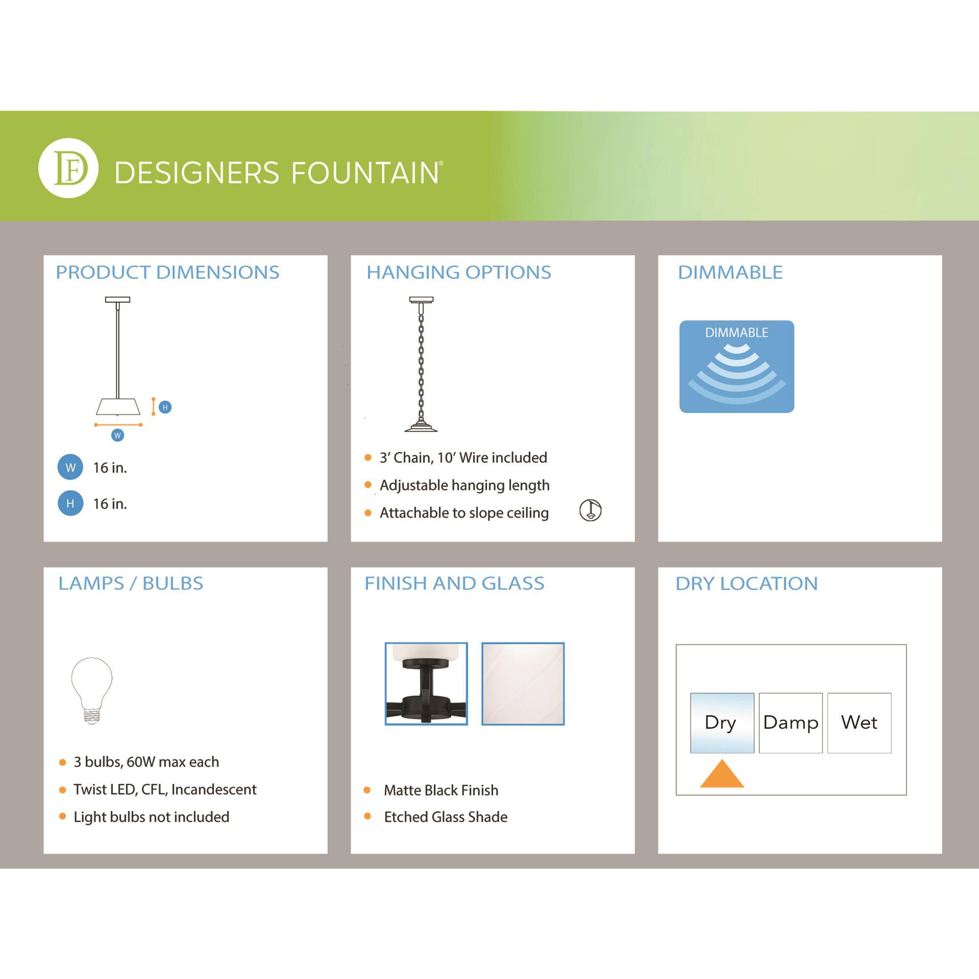 Shown in Matte Black finish and Etched glass