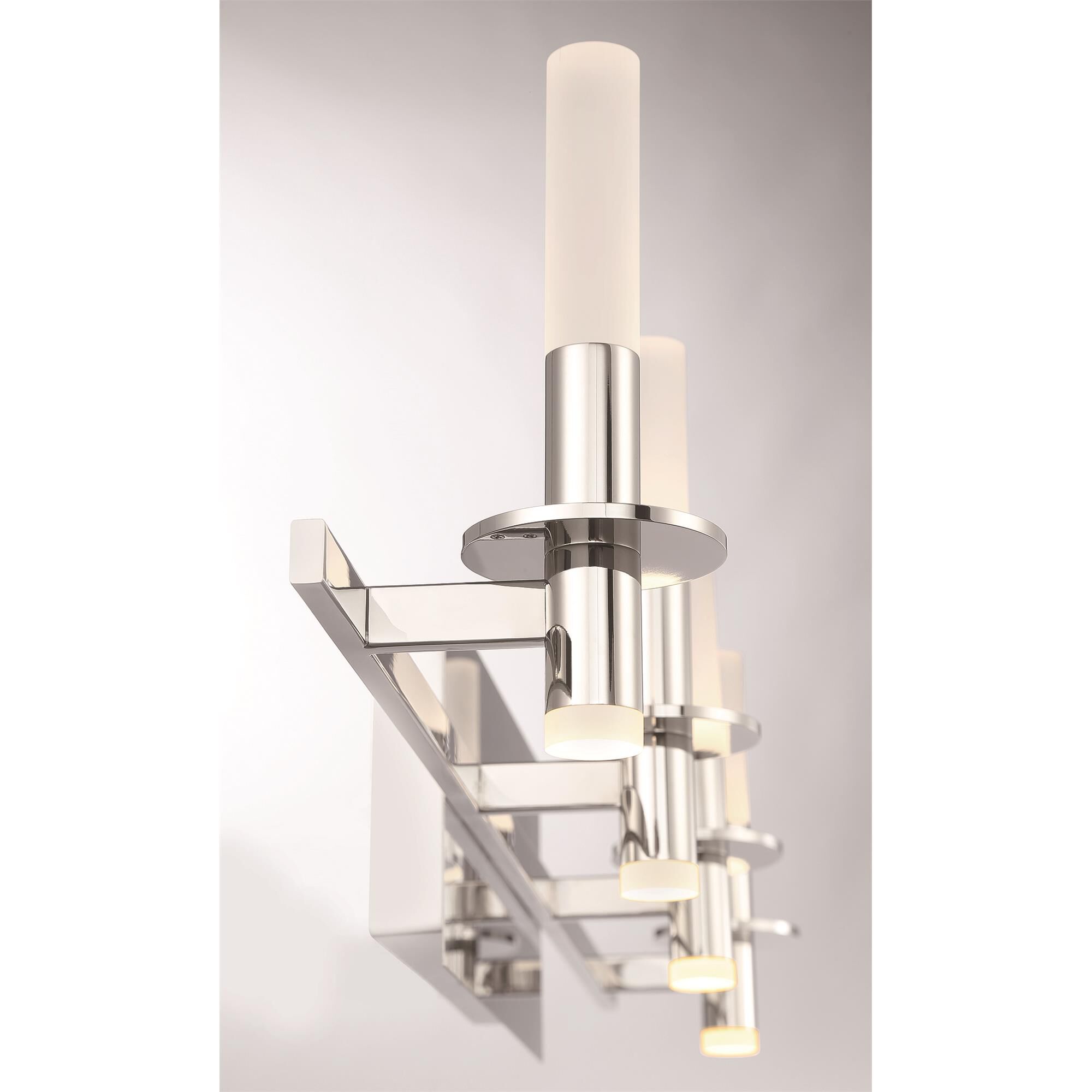 Shown in Polished Nickel finish and Frosted White Acrylic glass