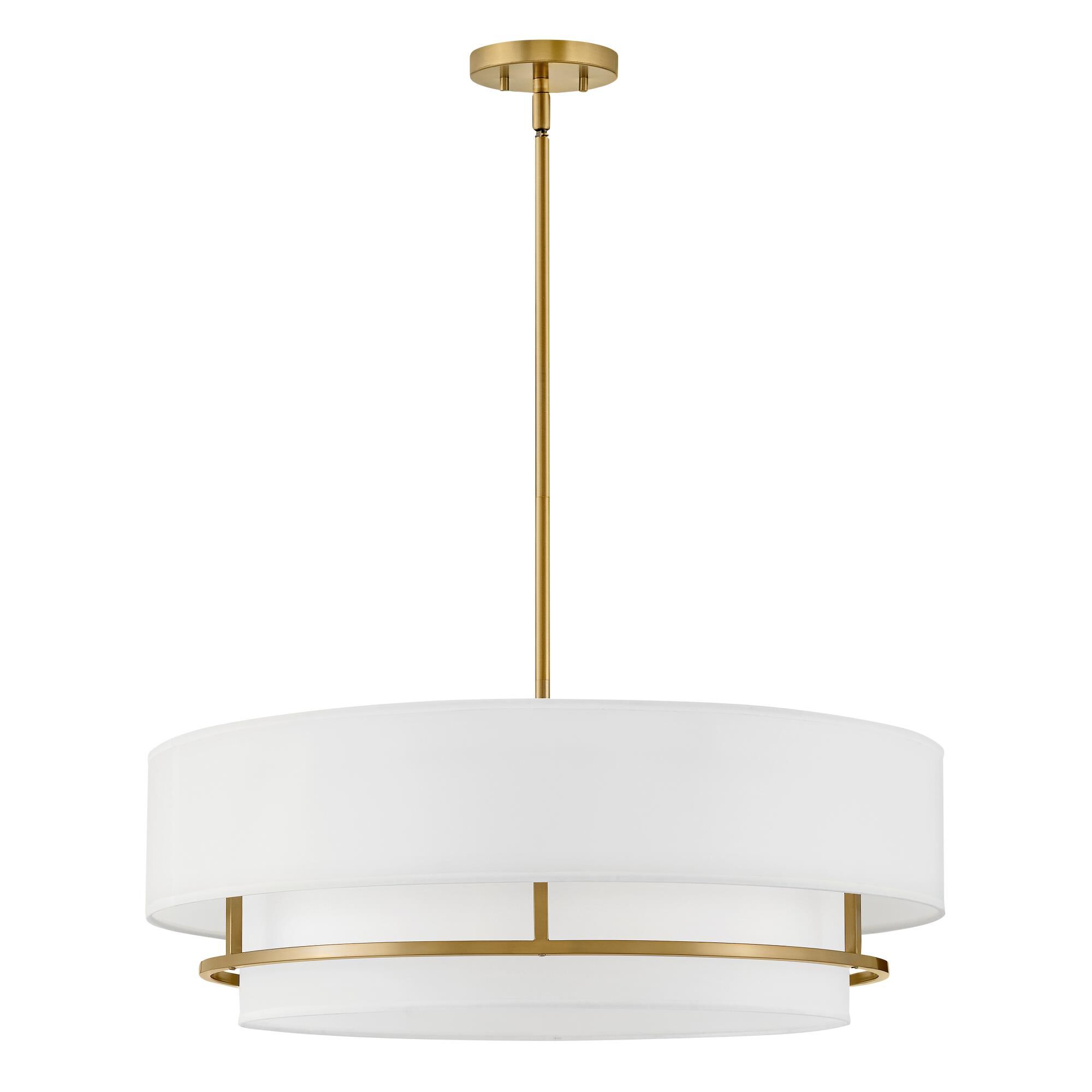 Shown in Lacquered Brass finish and Faux Parchment shade