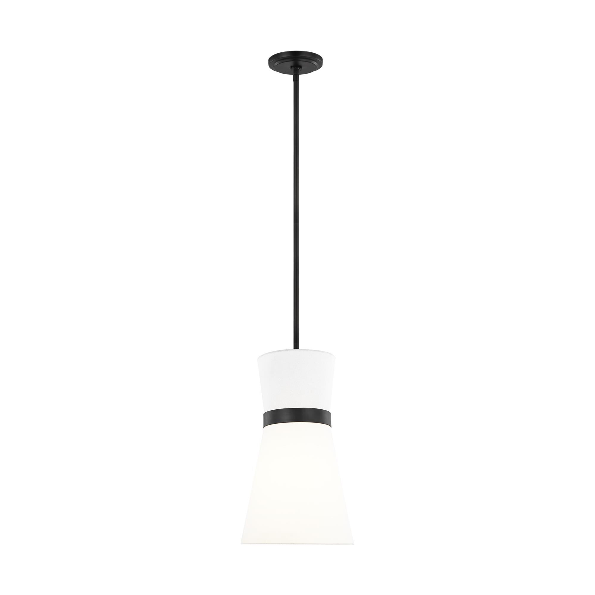 Shown in Midnight Black finish and White Linen glass and White Linen shade
