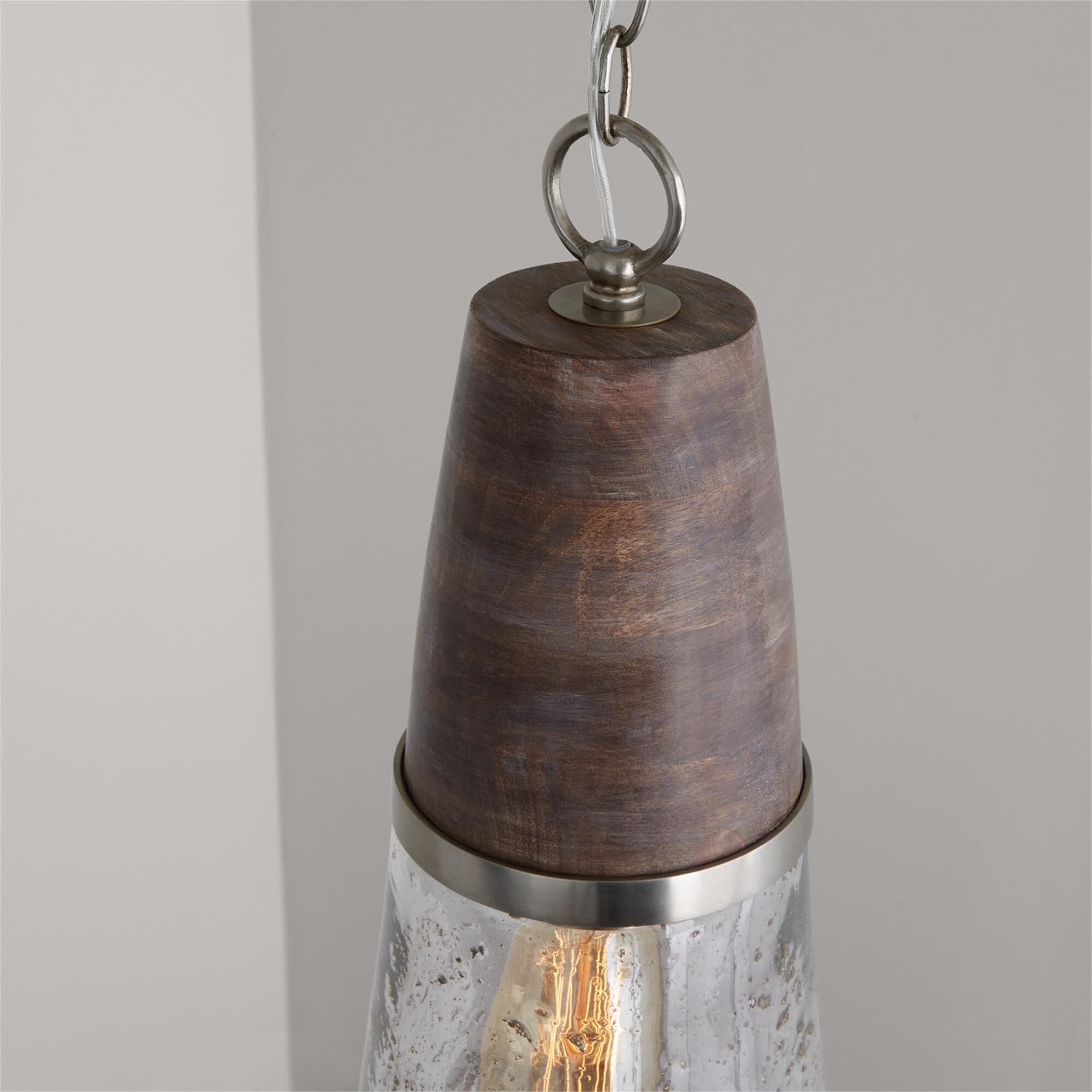 Shown in Black Wash And Matte Nickel finish and Clear Stone Seeded glass
