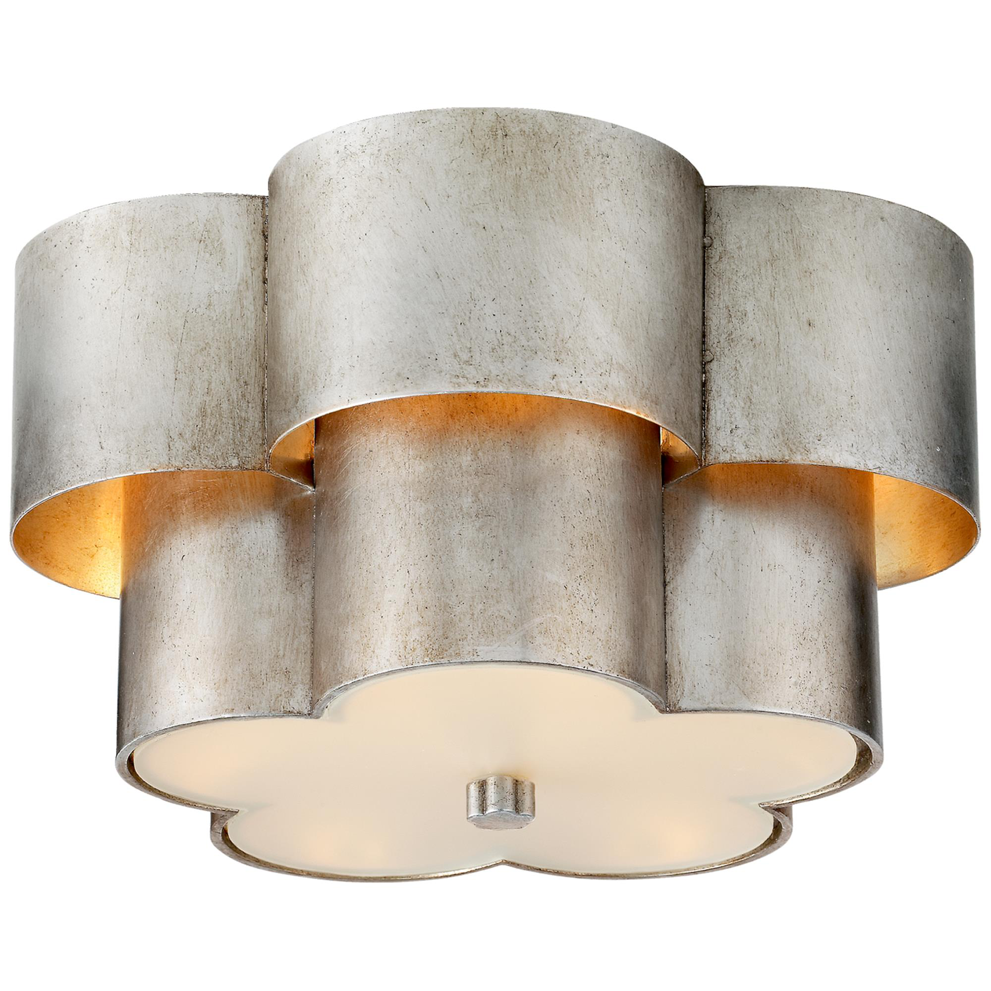 Shown in Burnished Silver Leaf finish and Frosted Acrylic glass