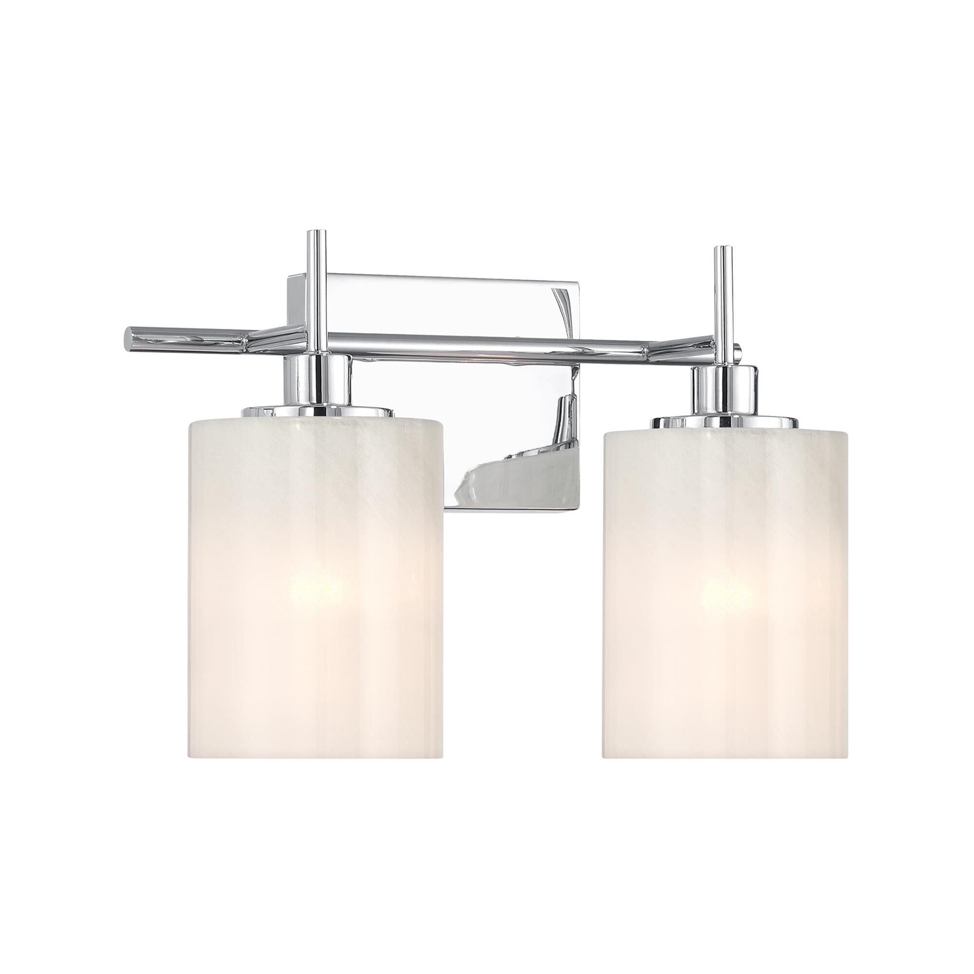 Shown in Chrome finish and White Strie glass
