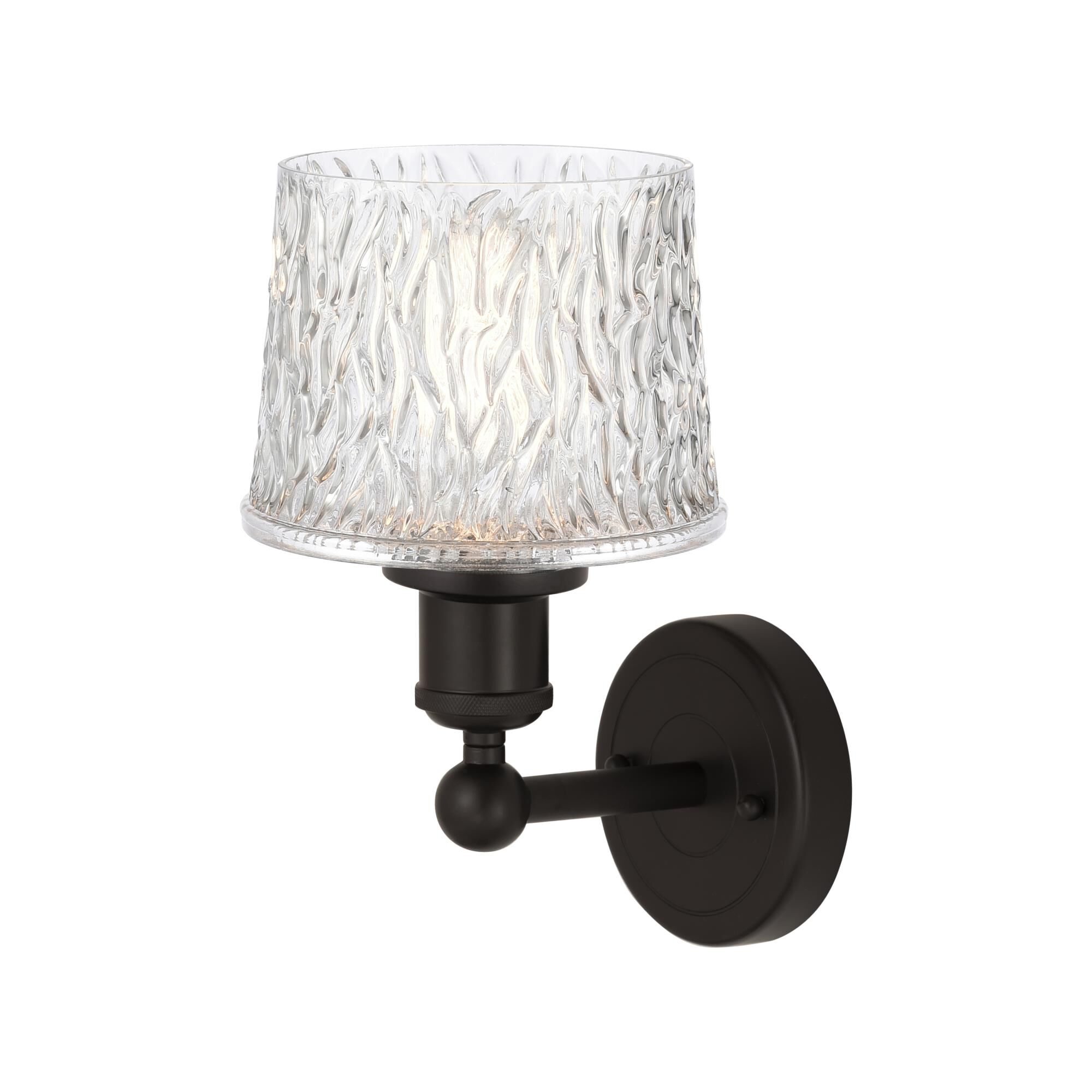 Shown in Oil Rubbed Bronze  finish and Clear glass