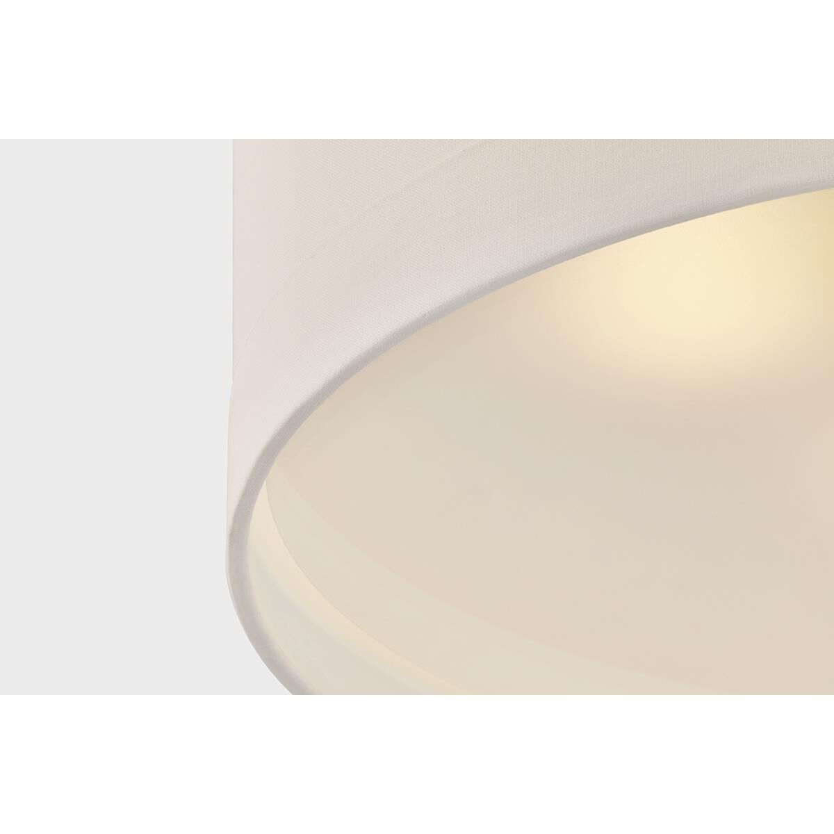 Shown in Aged Brass finish and White Linen shade