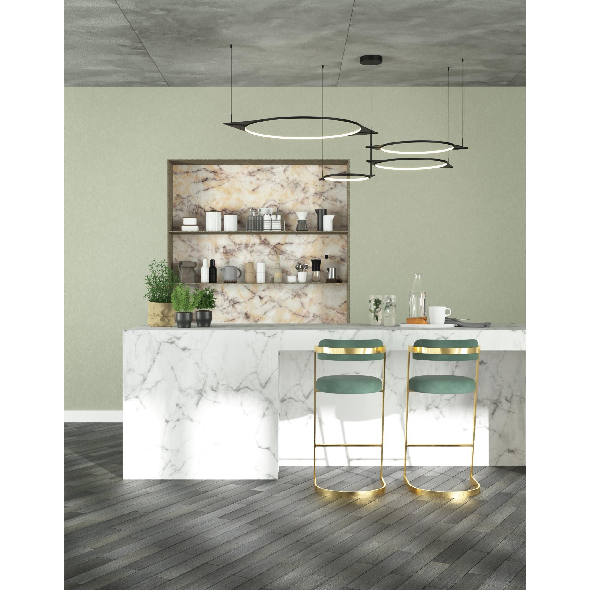 Ryan Pauly Serif 36 Inch Multi Light Pendant by Kuzco Lighting