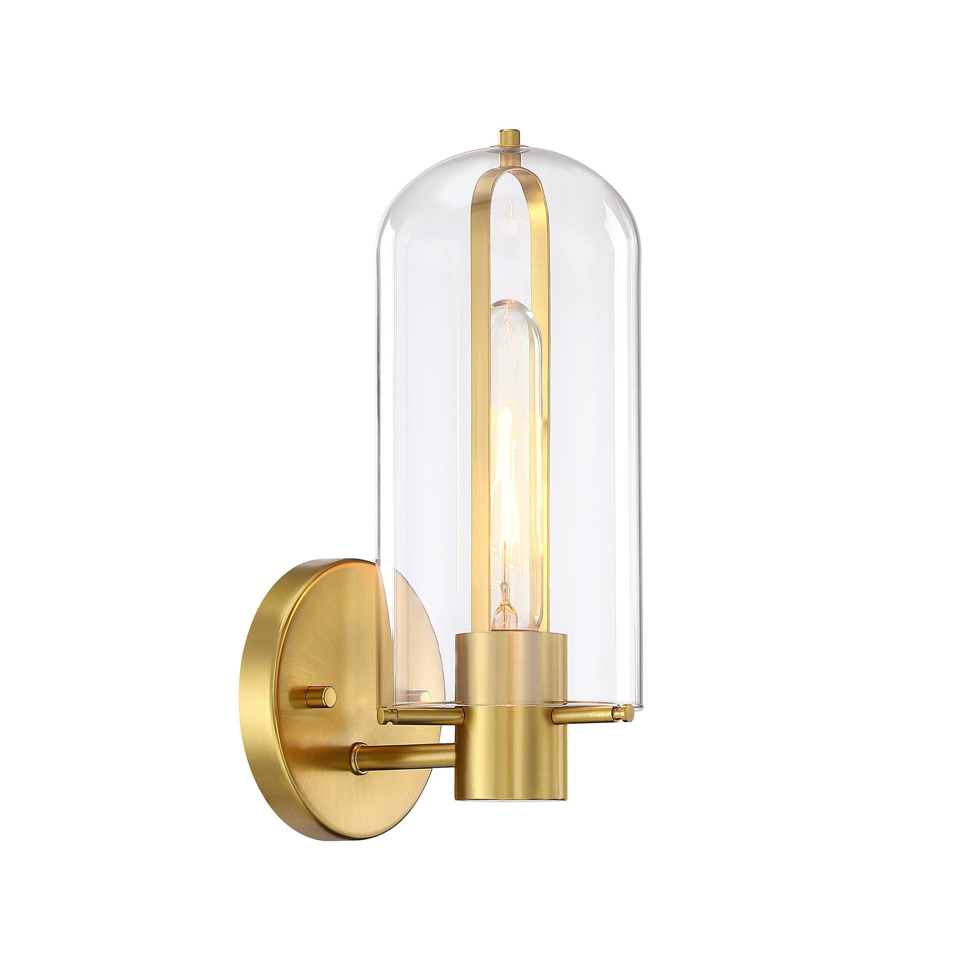 Shown in Brushed Gold finish and Clear glass