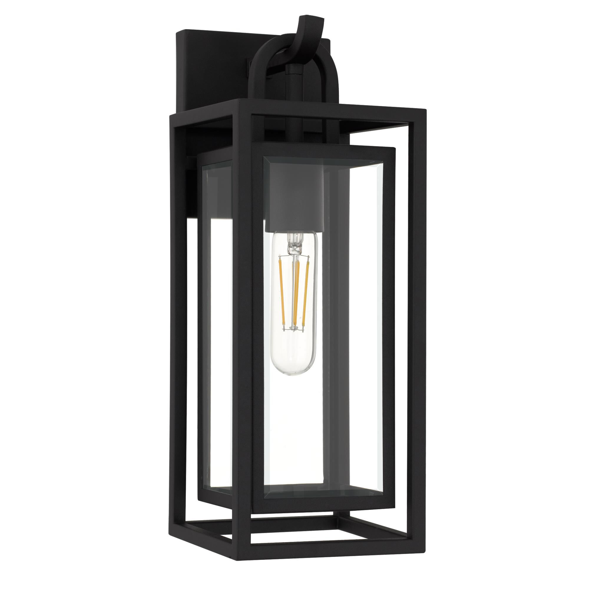 Shown in Matte Black finish and Clear Beveled Glass shade