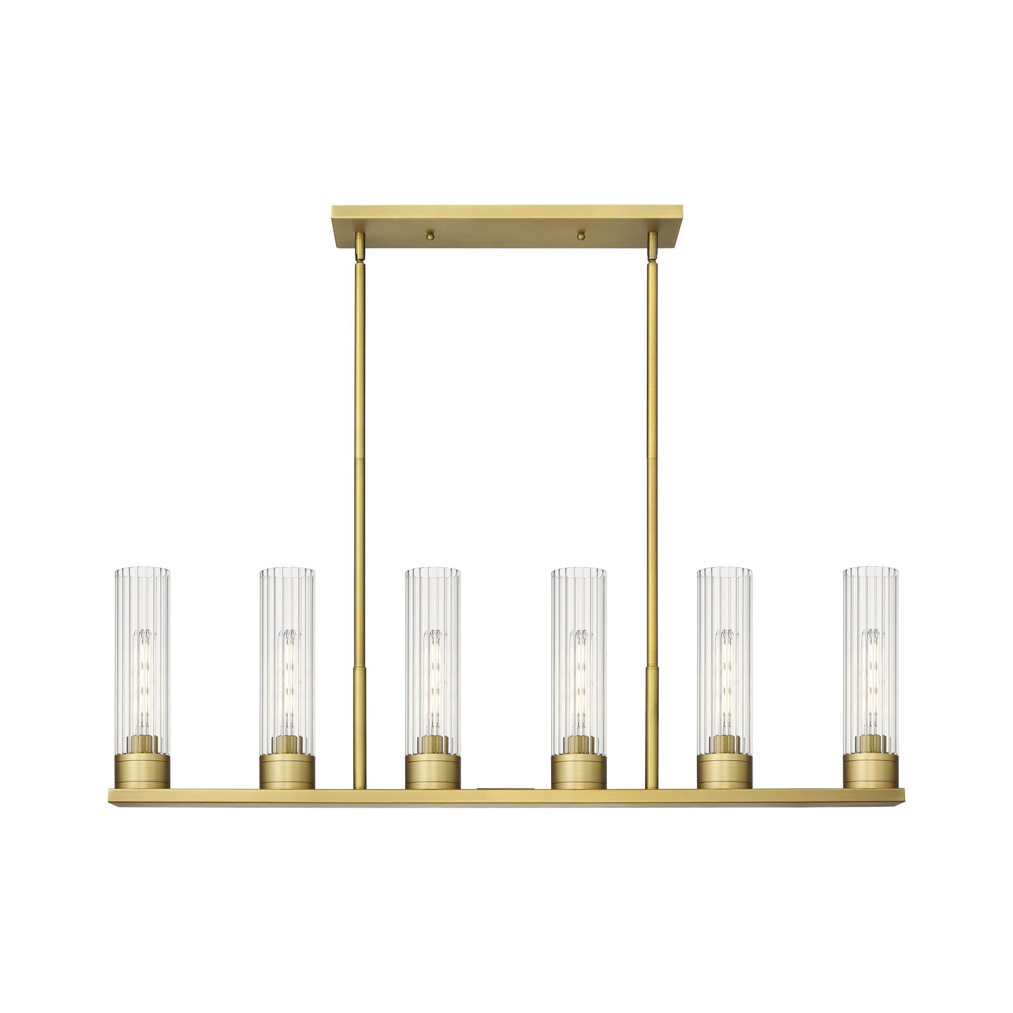 Shown in Brushed Brass finish and Clear glass