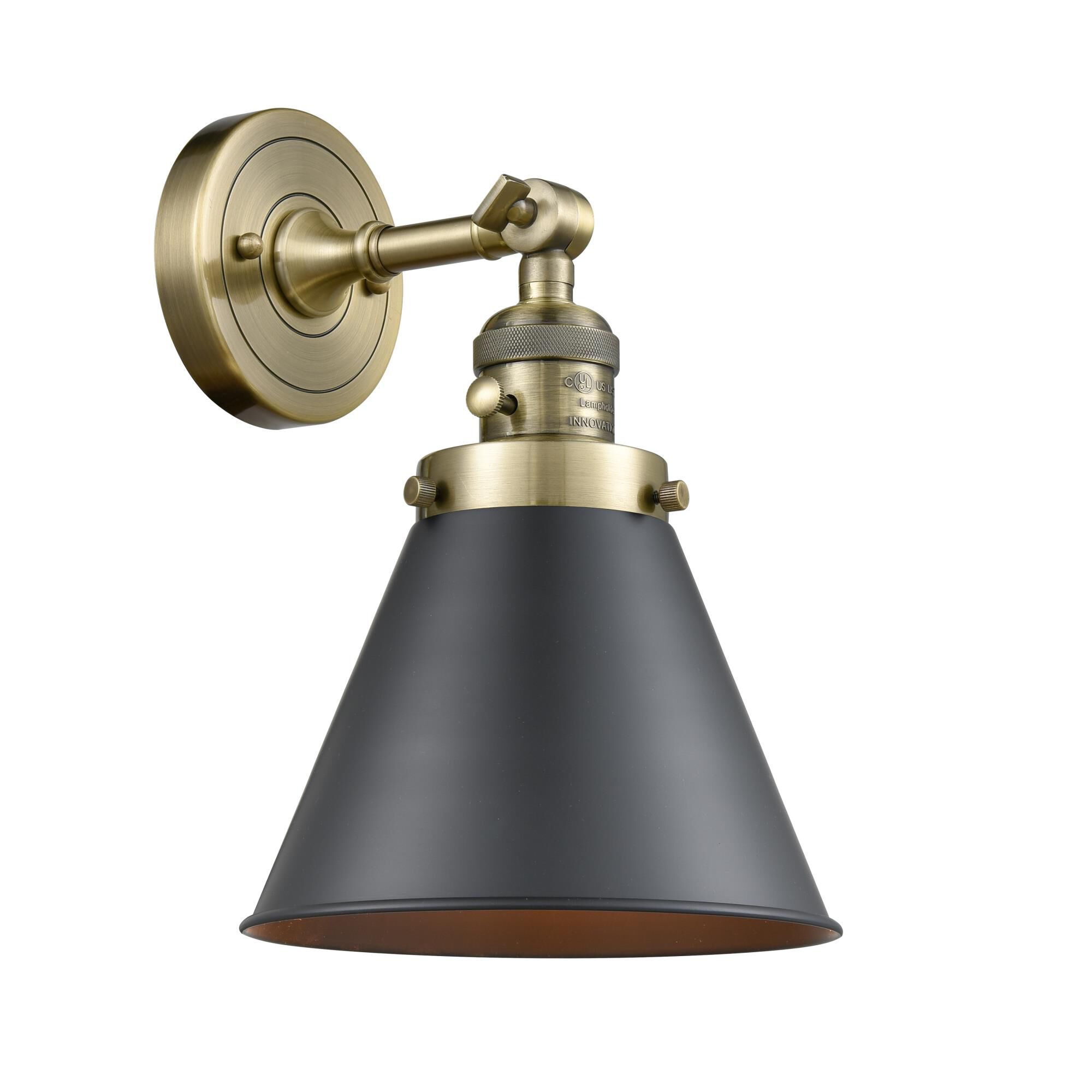 Shown in Antique Brass finish and Antique Brass Appalachian shade