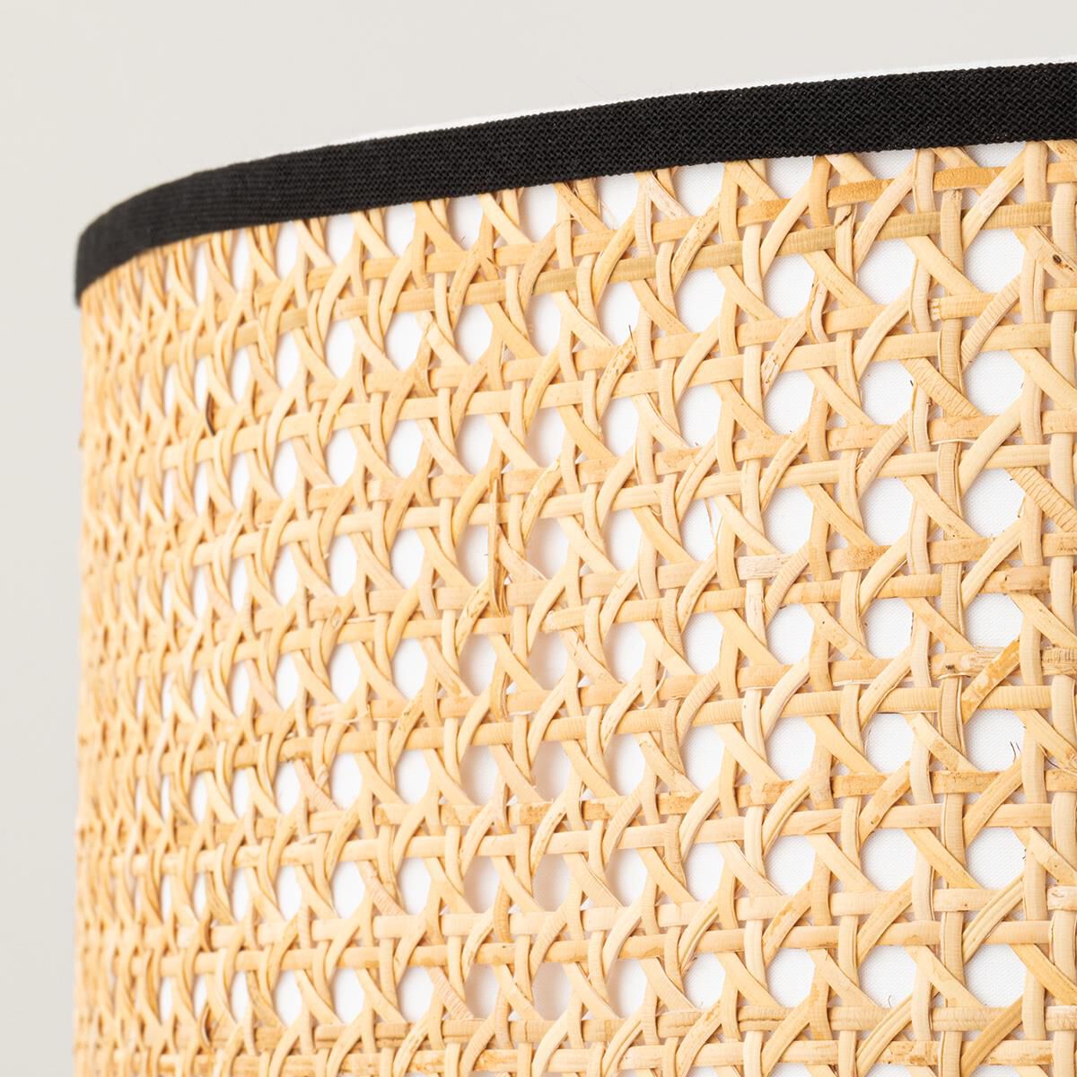 Shown in Soft Black finish and Natural Cane shade