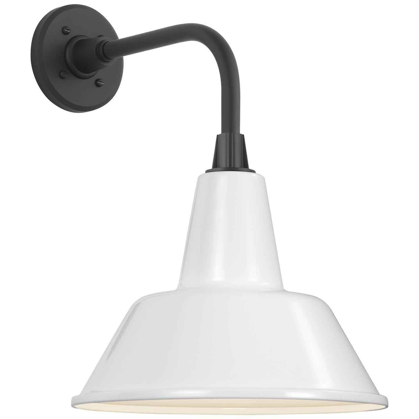 Shown in Matte Black finish and White Bowers shade