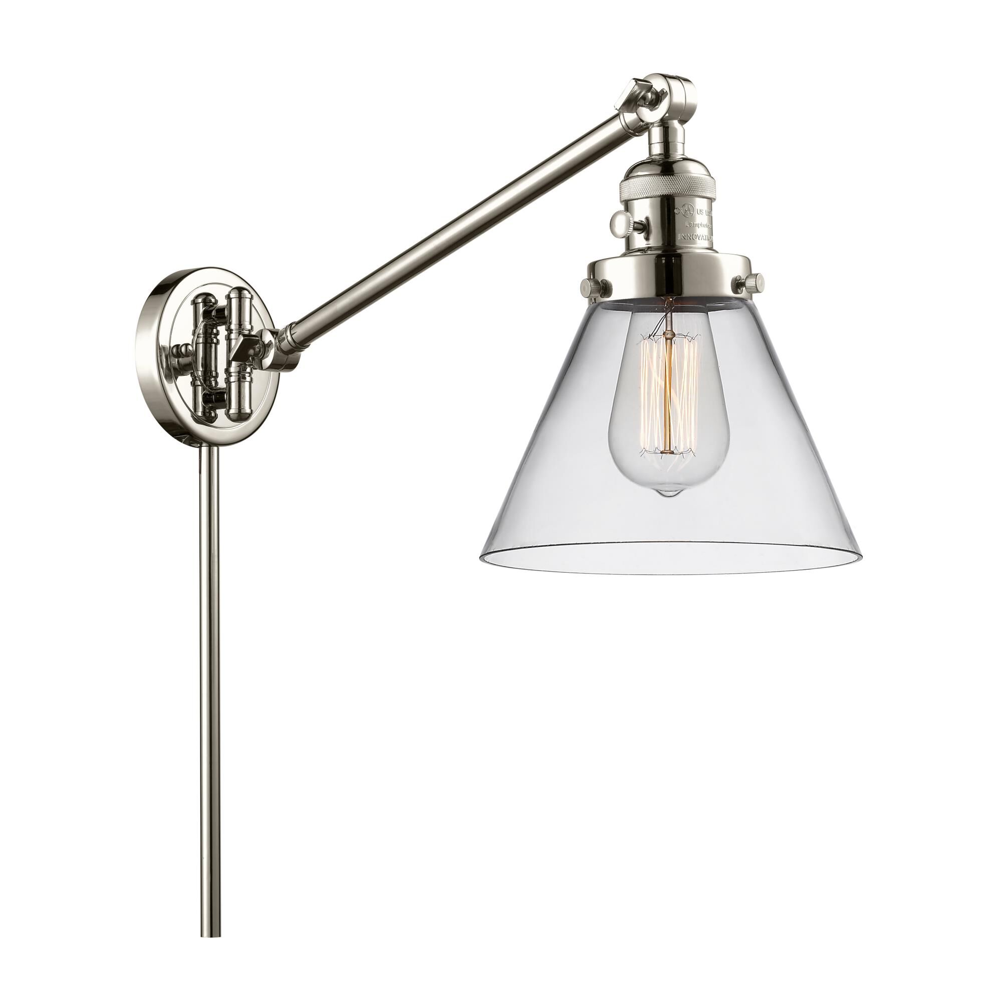 Bruno Marashlian Large Cone Wall Swing Lamp by Innovations Lighting
