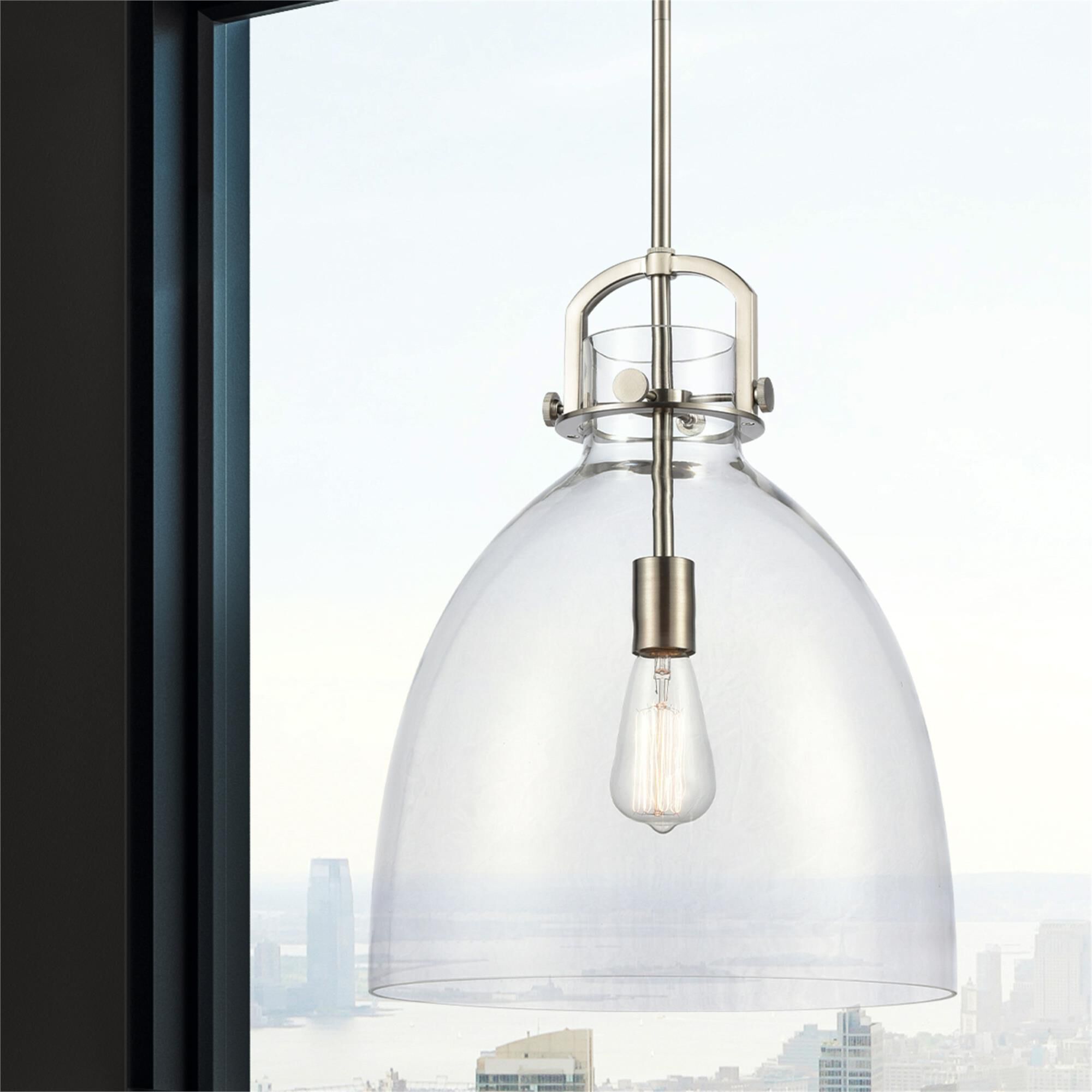 Shown in Satin Nickel finish and Clear glass