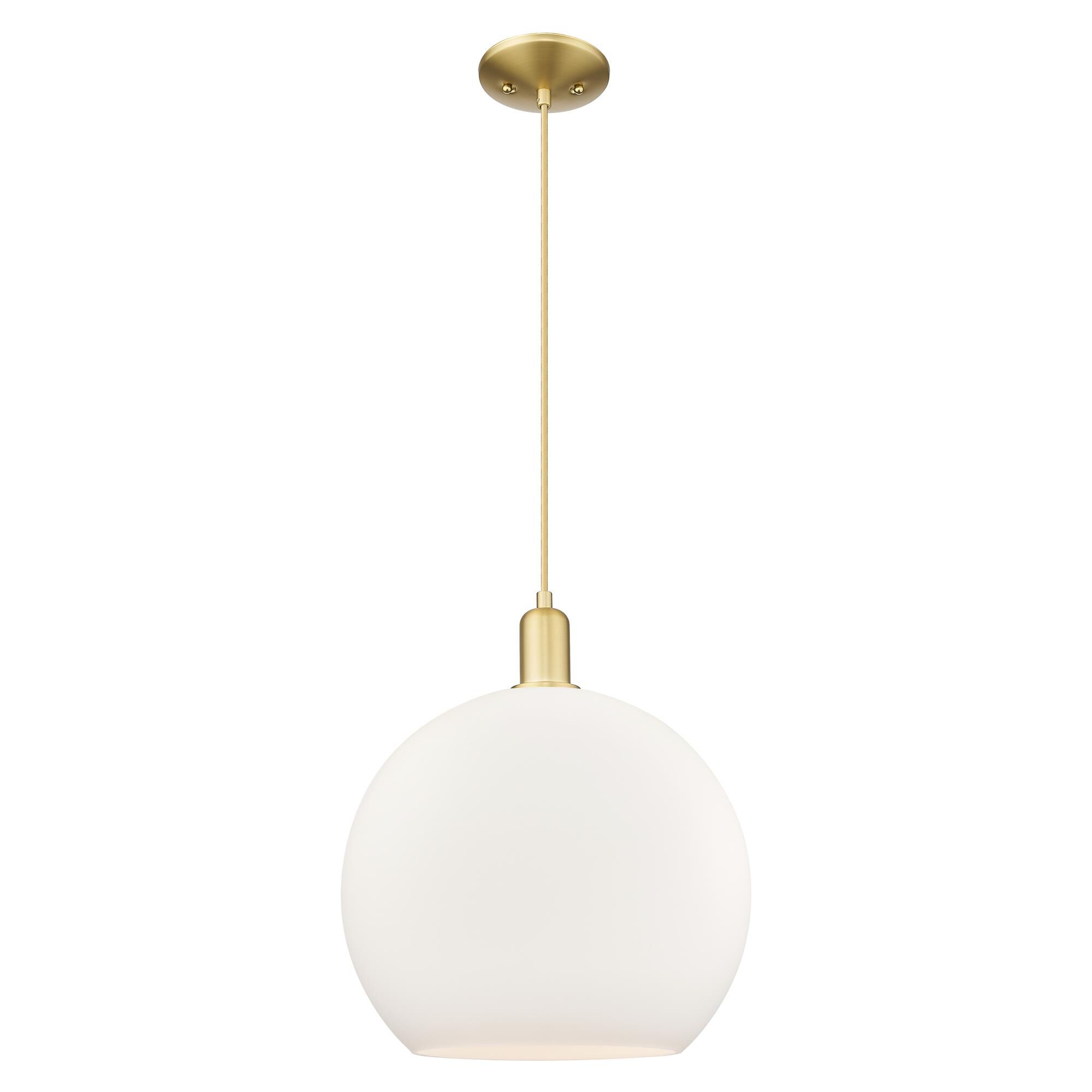 Shown in Satin Gold finish and Matte White glass