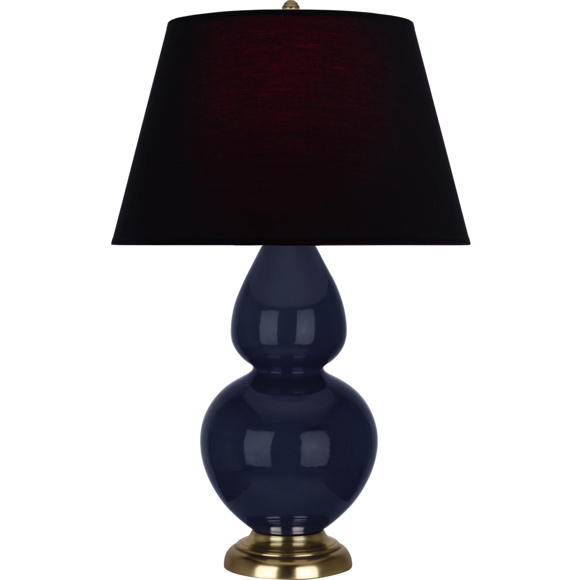 Shown in Midnight Blue finish and Ink Black with Rose Red Lining shade and Antique Brass accent