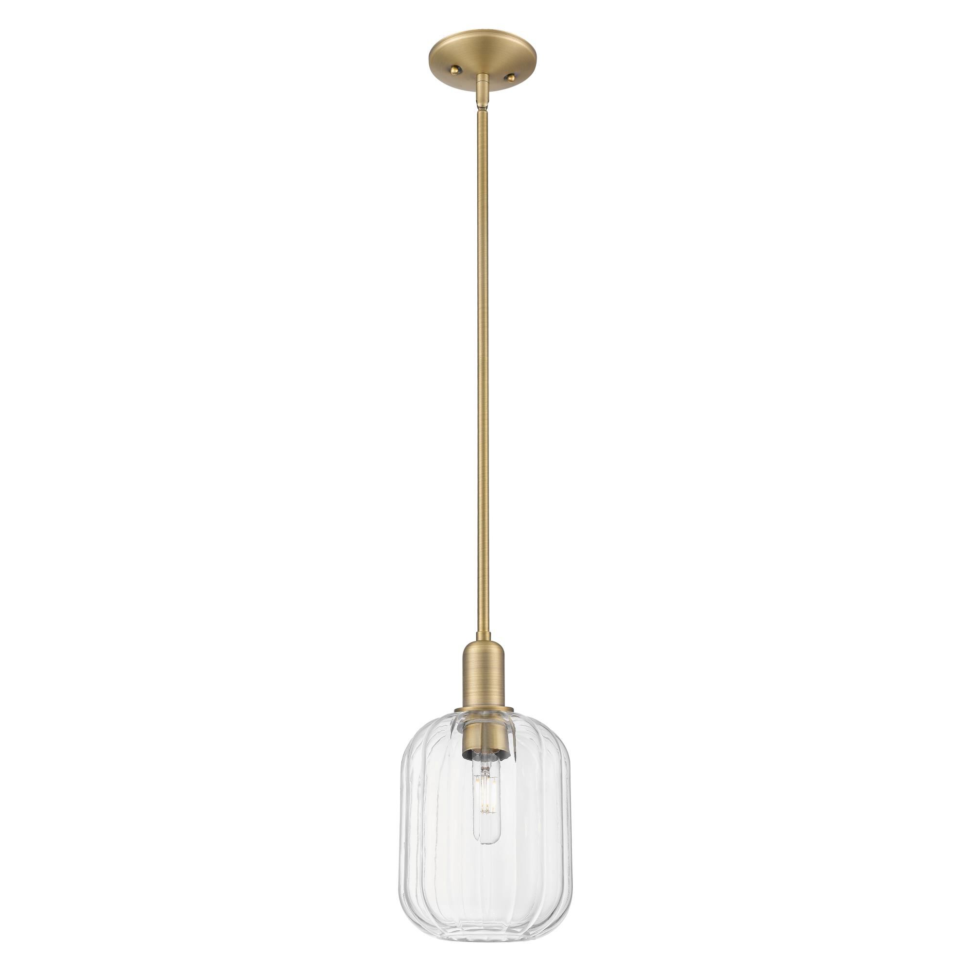 Shown in Brushed Brass finish and Clear glass