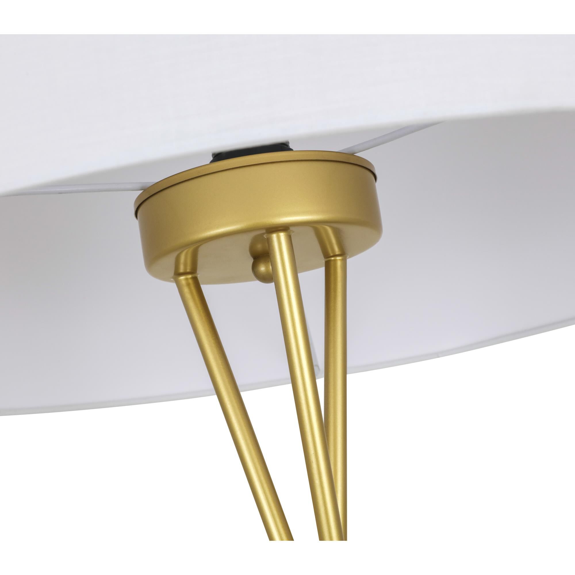 Shown in Brass finish and White Fabric shade