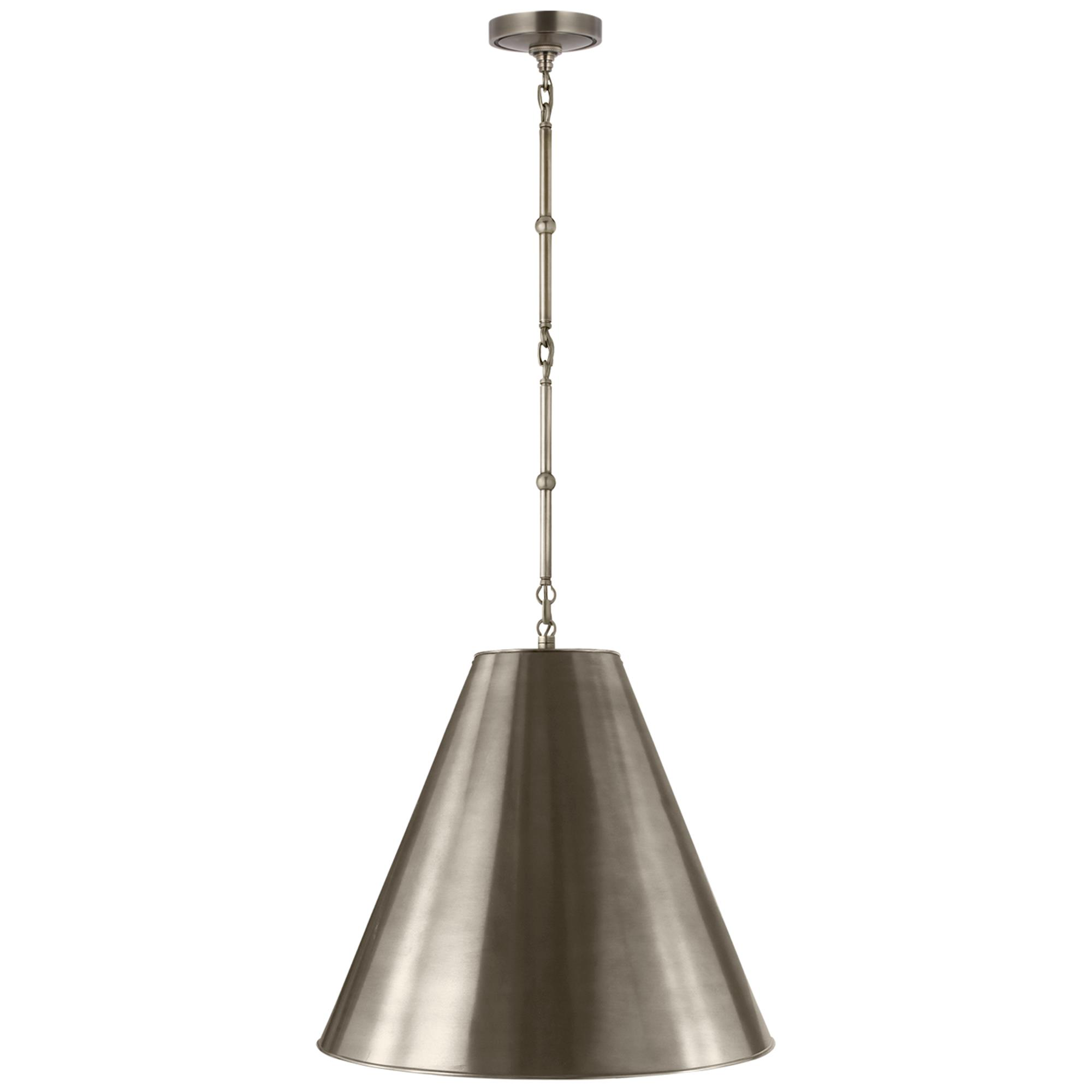 Shown in Antique Nickel finish and Antique Nickel shade