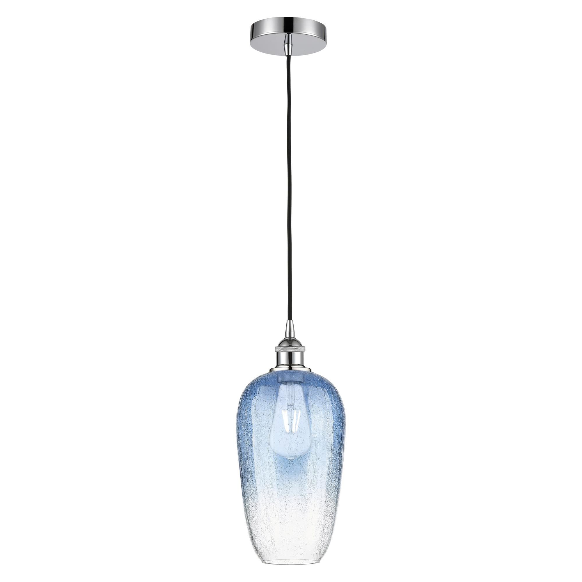 Shown in Polished Chrome finish and Sapphire Blue glass