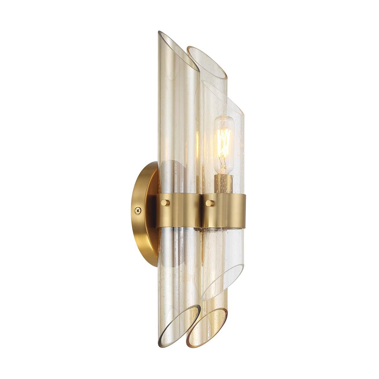Shown in Warm Brass finish and Clear, Champagne And Smoked glass
