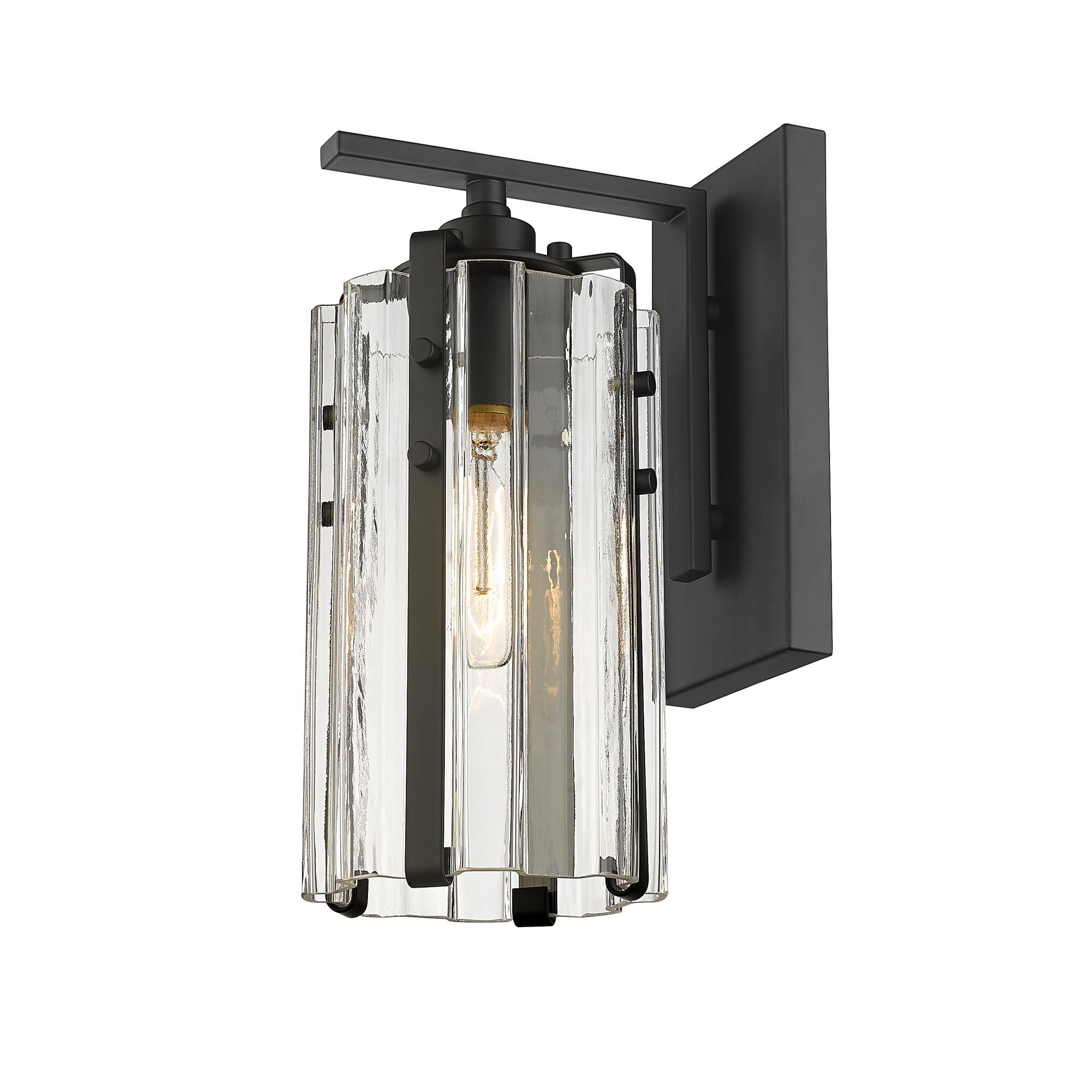 Shown in Matte Black finish and Clear glass and Clear shade