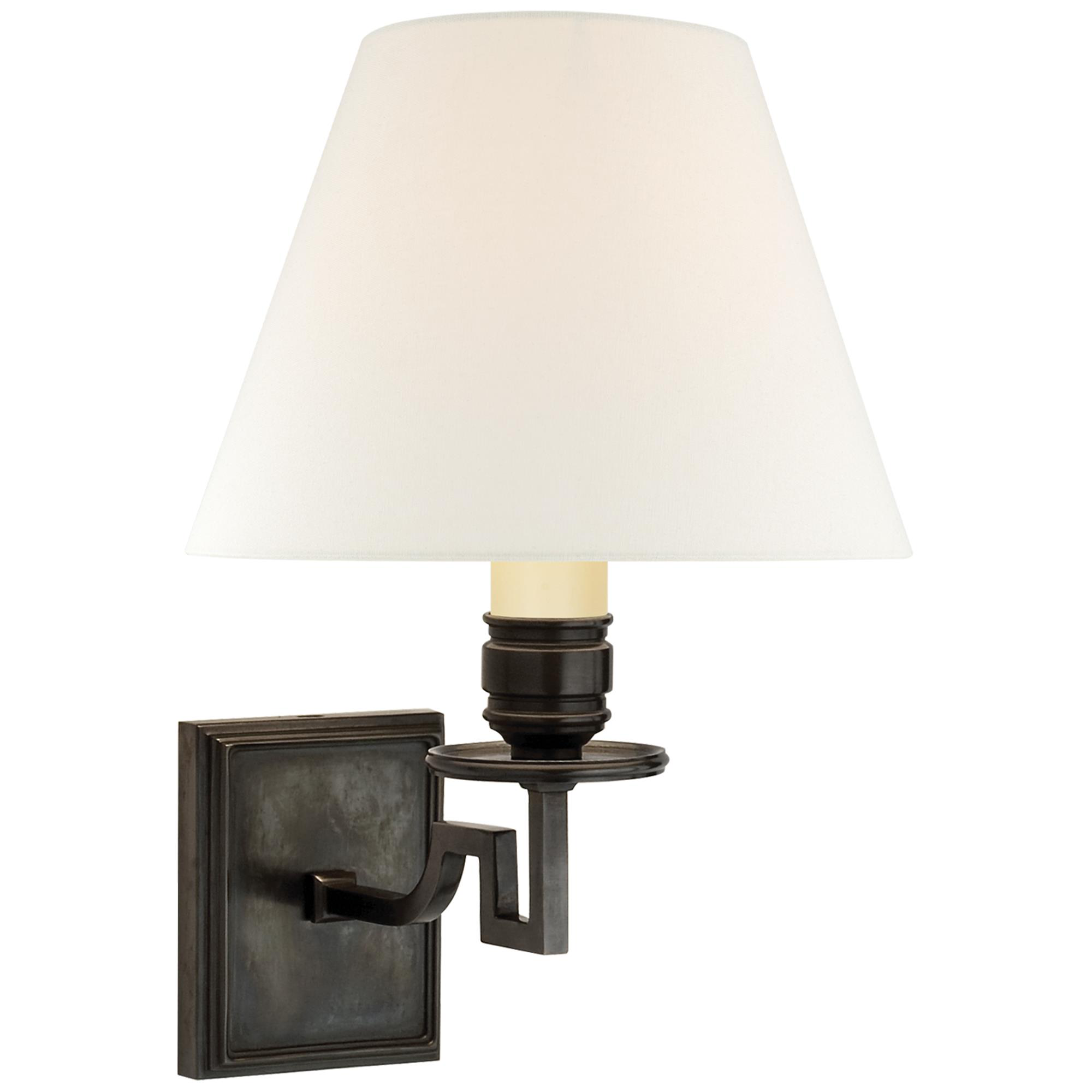 Shown in Gun Metal finish and Linen shade