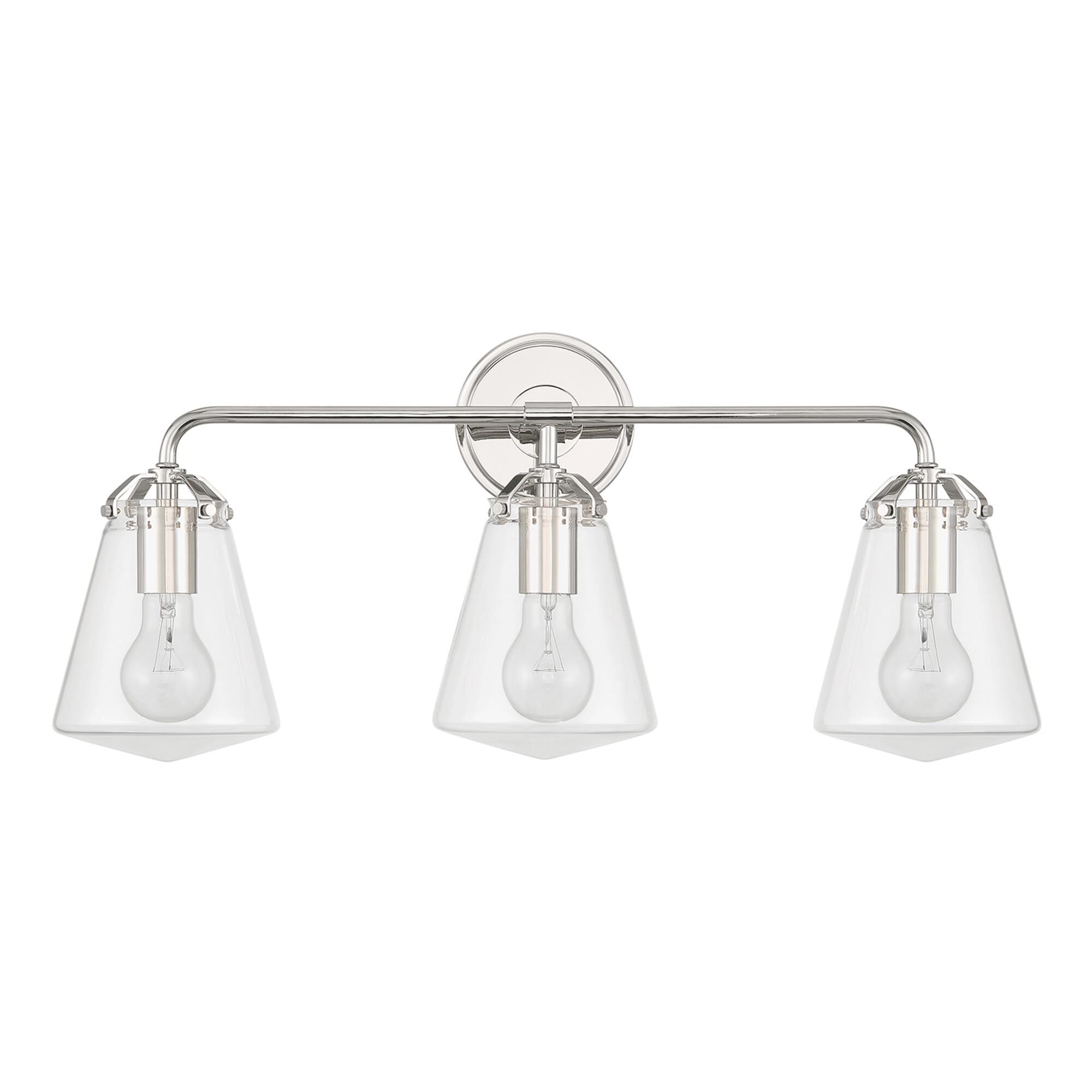 Shown in Polished Nickel finish and Clear glass