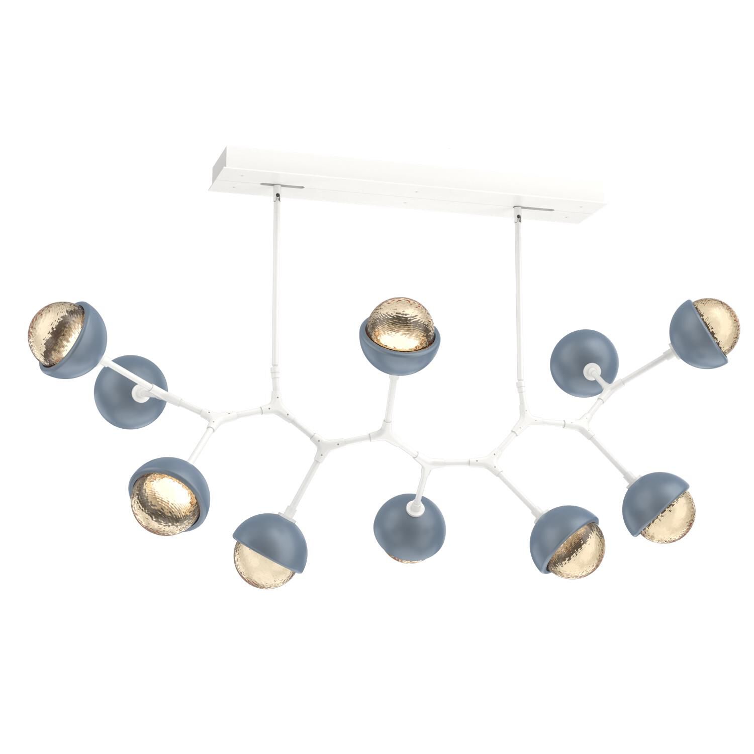 Shown in Salt White finish and Amber glass and Poppy Blue accent