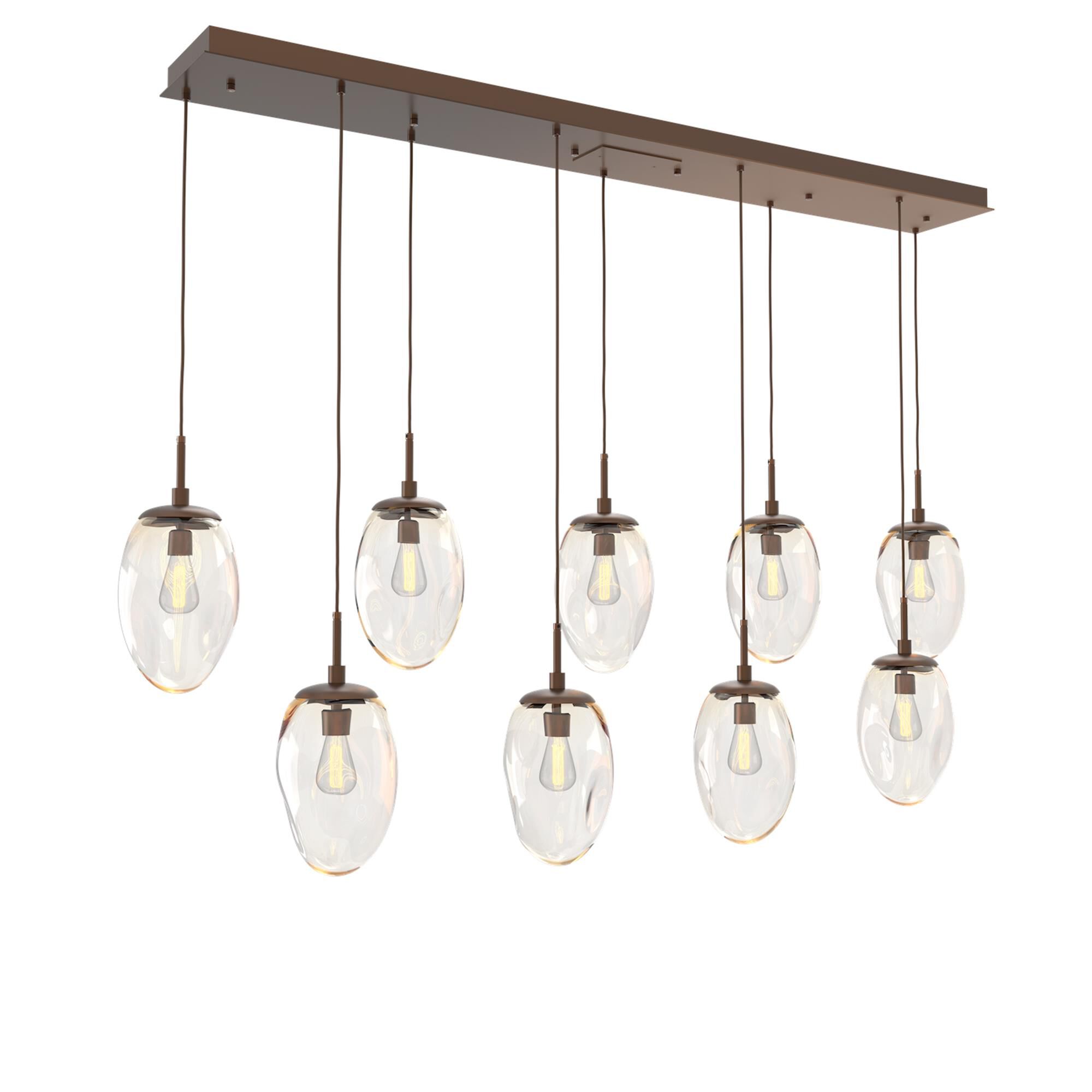 Shown in Burnished Bronze finish and Amber Blown glass