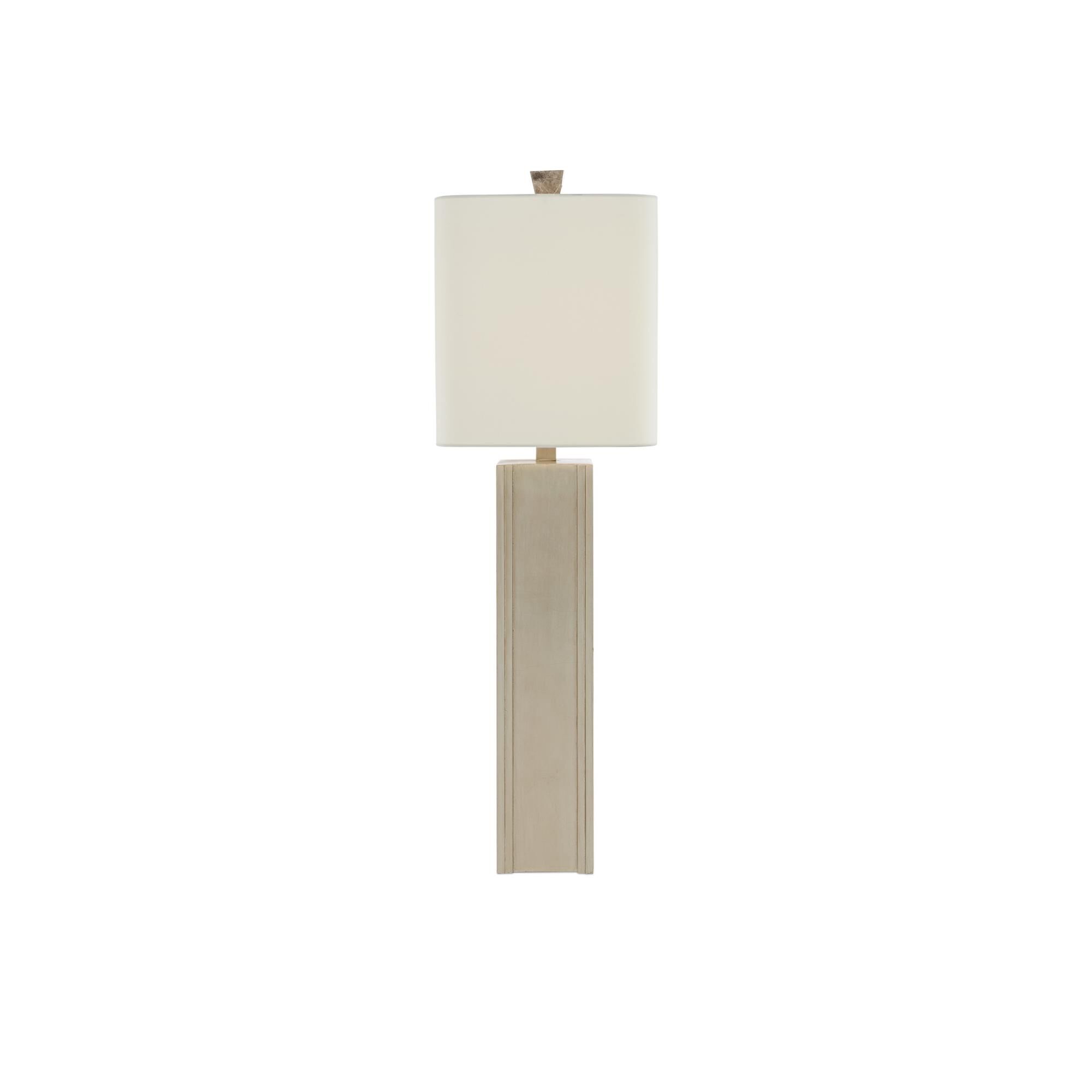 Shown in Light Mica - Silver Leaf finish and Off White Shantung shade