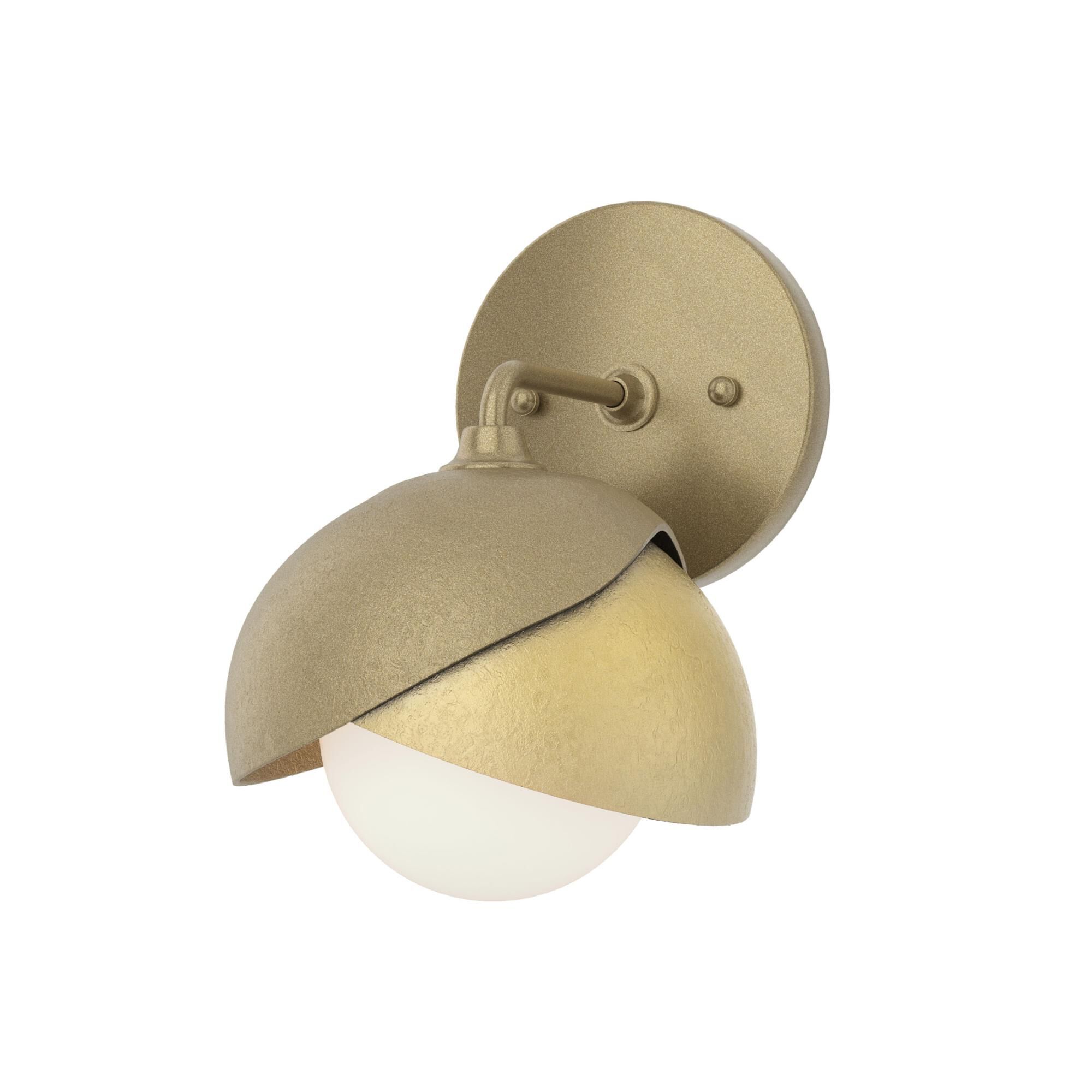 Shown in Soft Gold finish and Opal glass and Modern Brass (86) accent