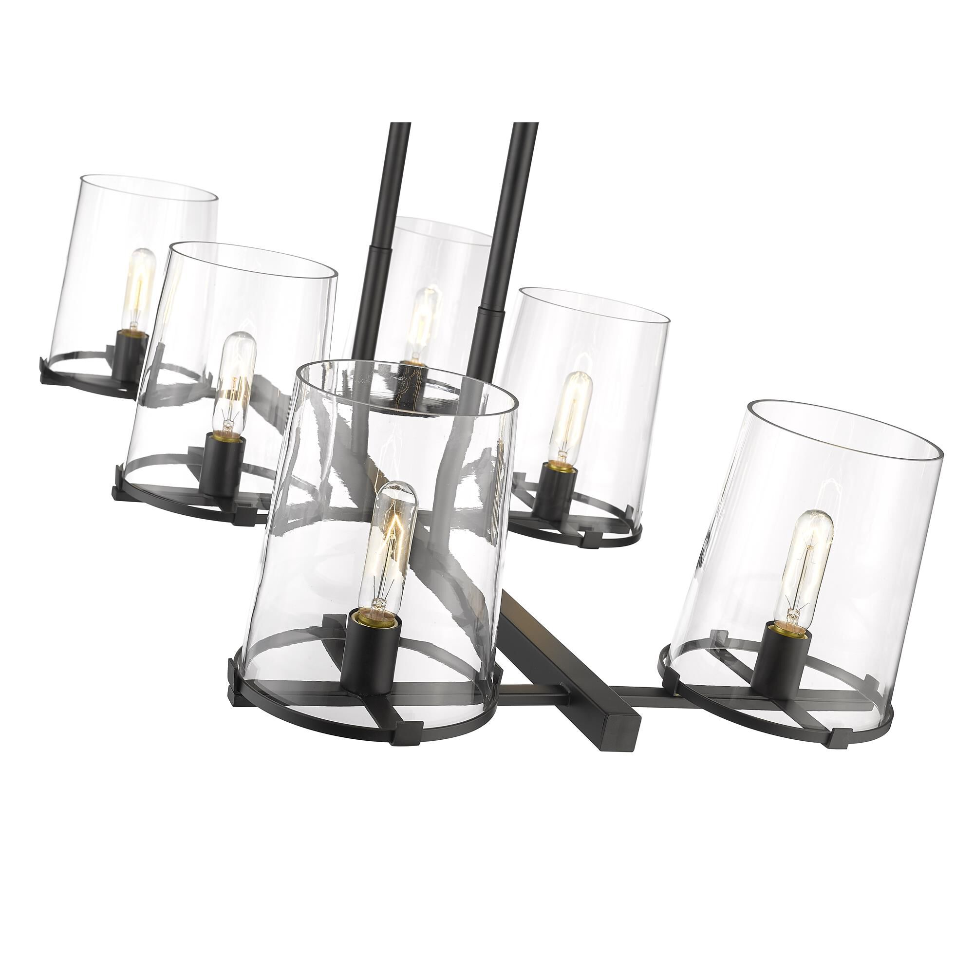 Shown in Matte Black finish and Glass shade