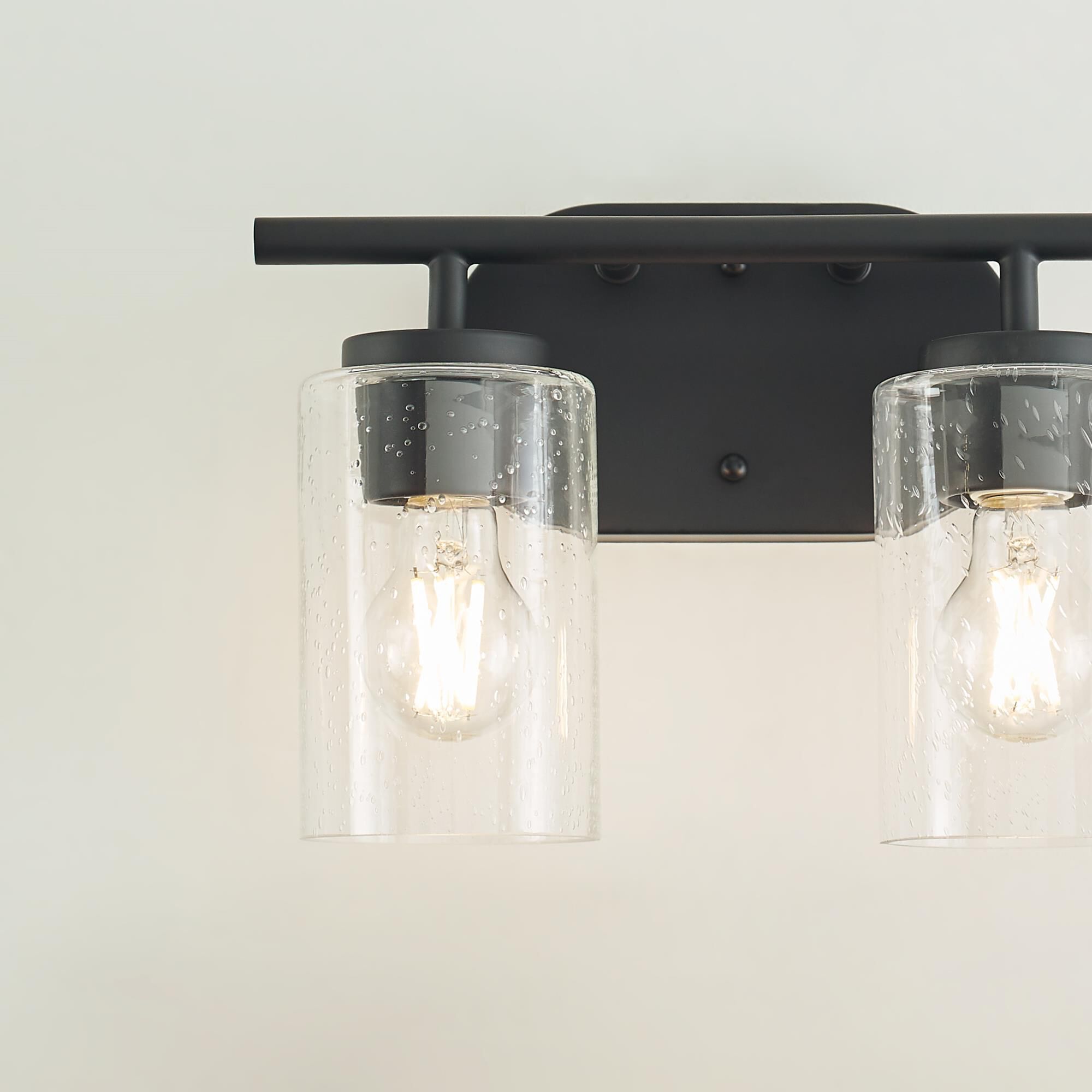 Shown in Midnight Black finish and Clear Seeded glass