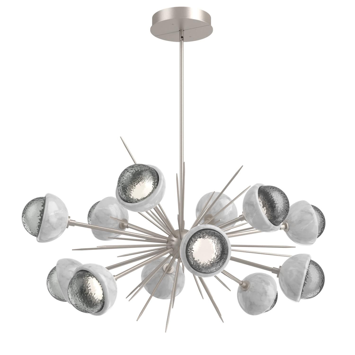 Shown in Beige Silver finish and Smoke glass and White Marble accent