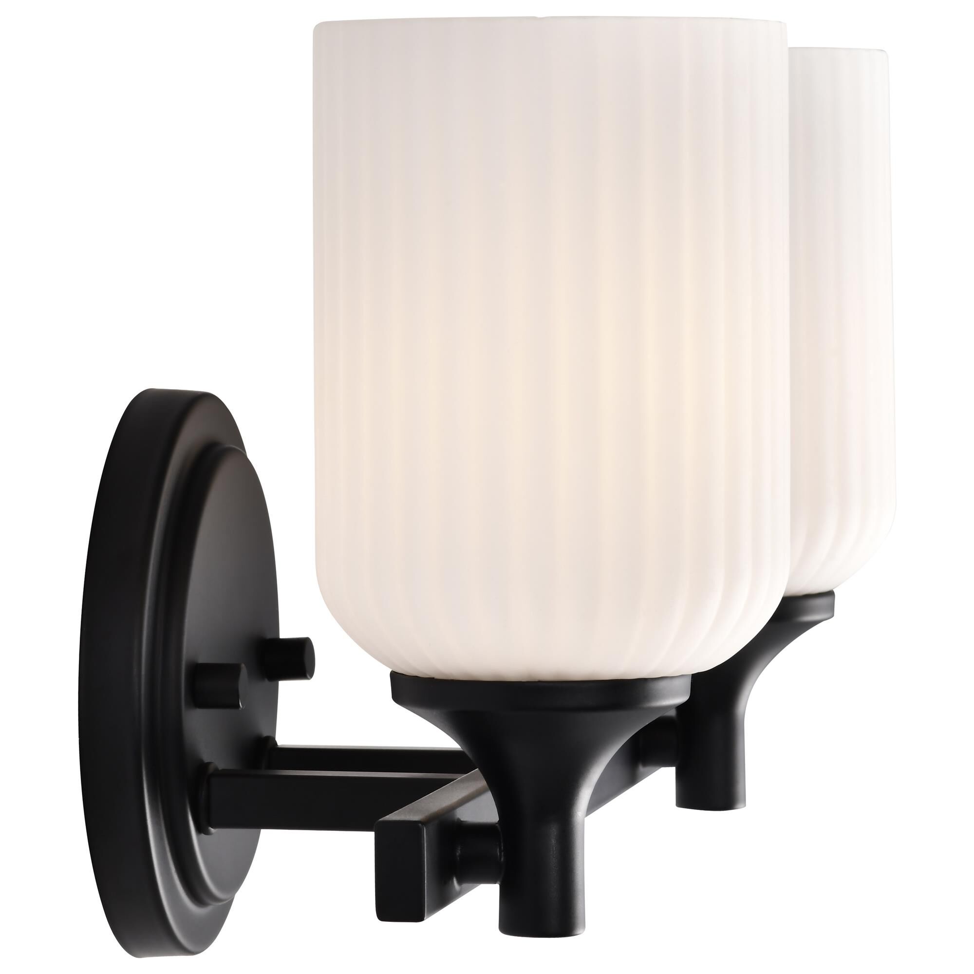 Shown in Matte Black finish and Frosted Ribbed glass