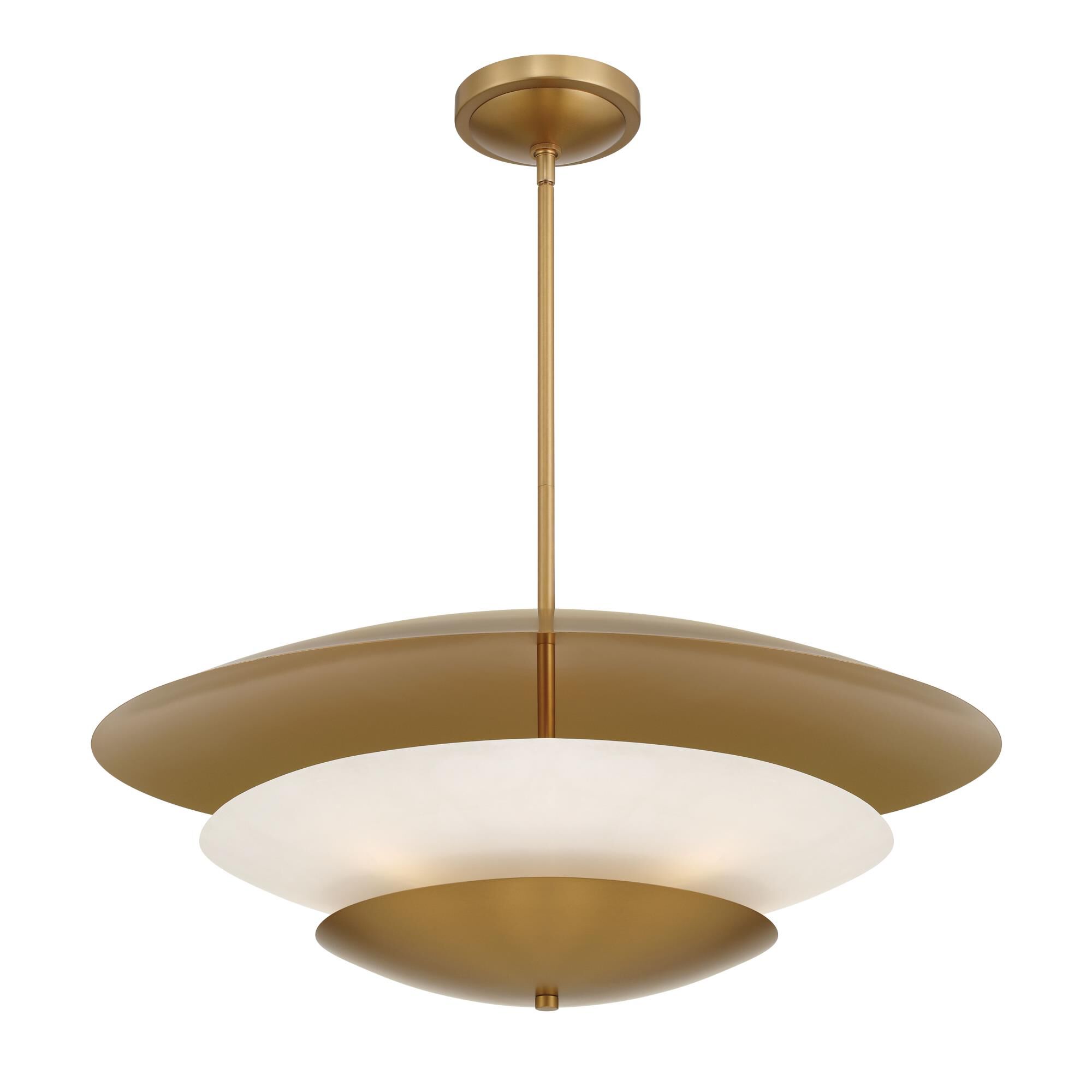 Shown in Legacy Brass finish and White glass and Faux Alabaster shade