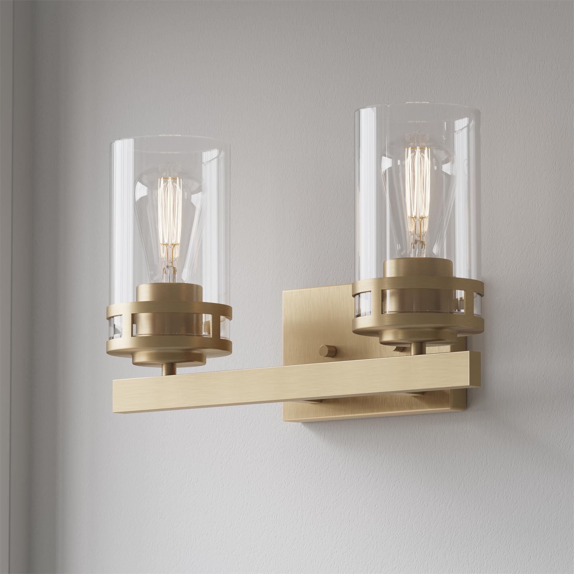 Shown in Modern Gold finish and Clear glass