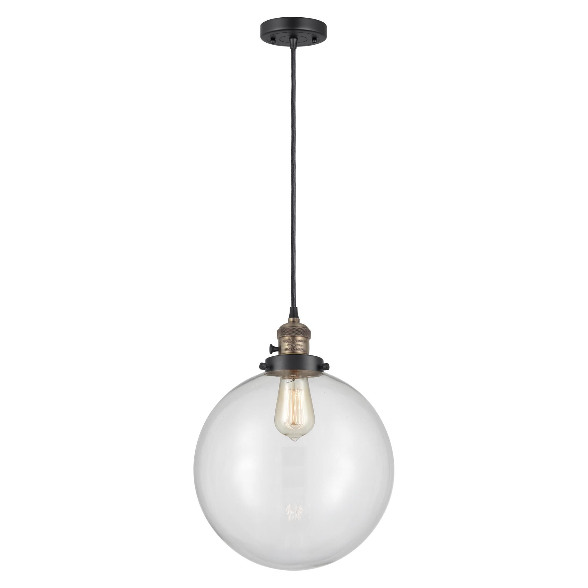 Shown in Black Antique Brass finish and Clear glass