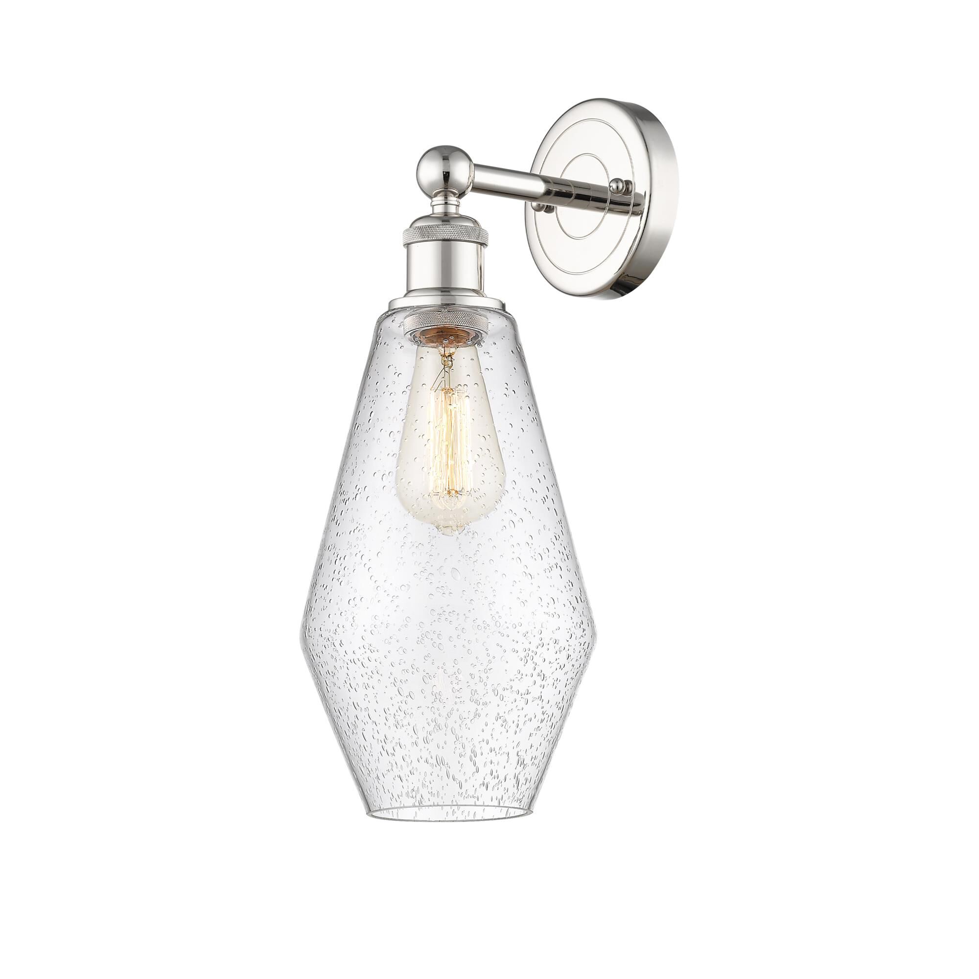 Shown in Polished Nickel finish and Seedy glass